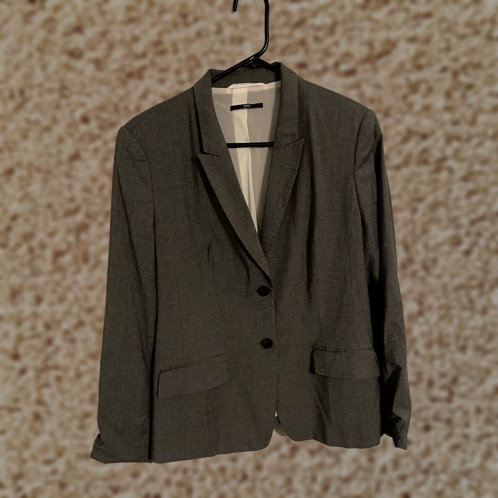 Hugo Boss HUGO BOSS Blazer Suit Jacket Women's 12 Light Gray Wool Blend 2 Button Size XL / US 12-14 / IT 48-50 - 1 Thumbnail