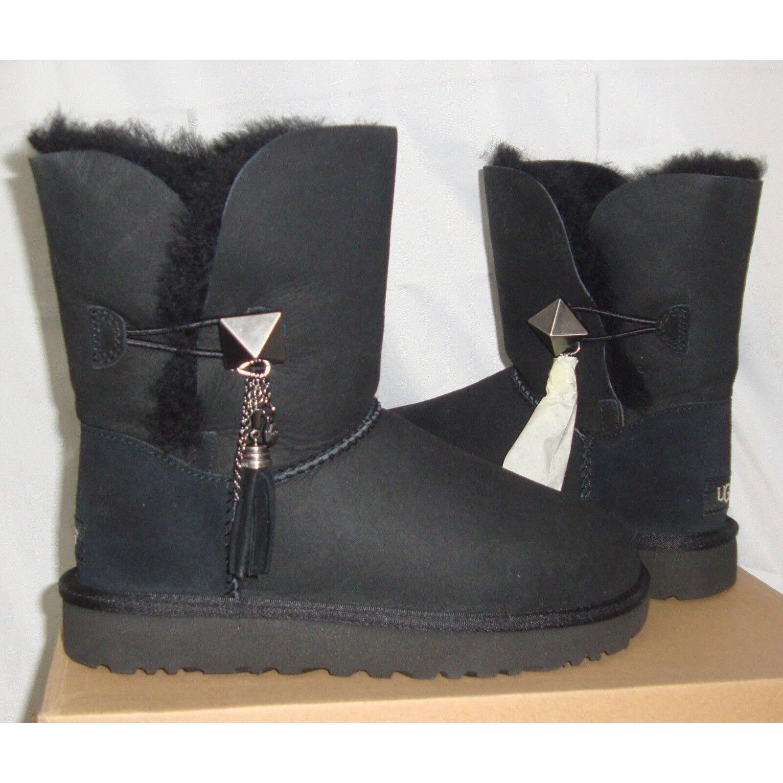 image of UGG Lilou Black Bailey Button Charms Suede Short Boots Size, Women's (Size 5)