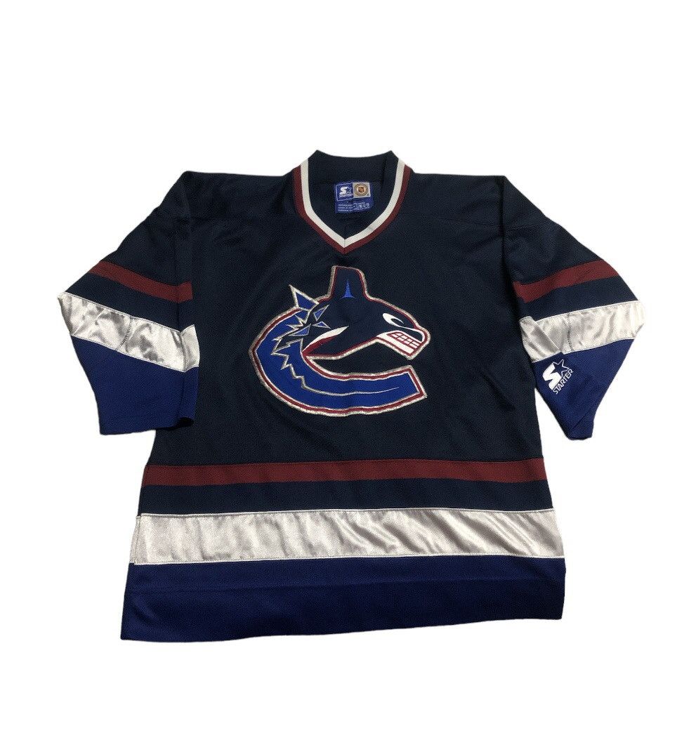 image of Starter Vintage Canucks Jersey in Bleu, Men's (Size Large)