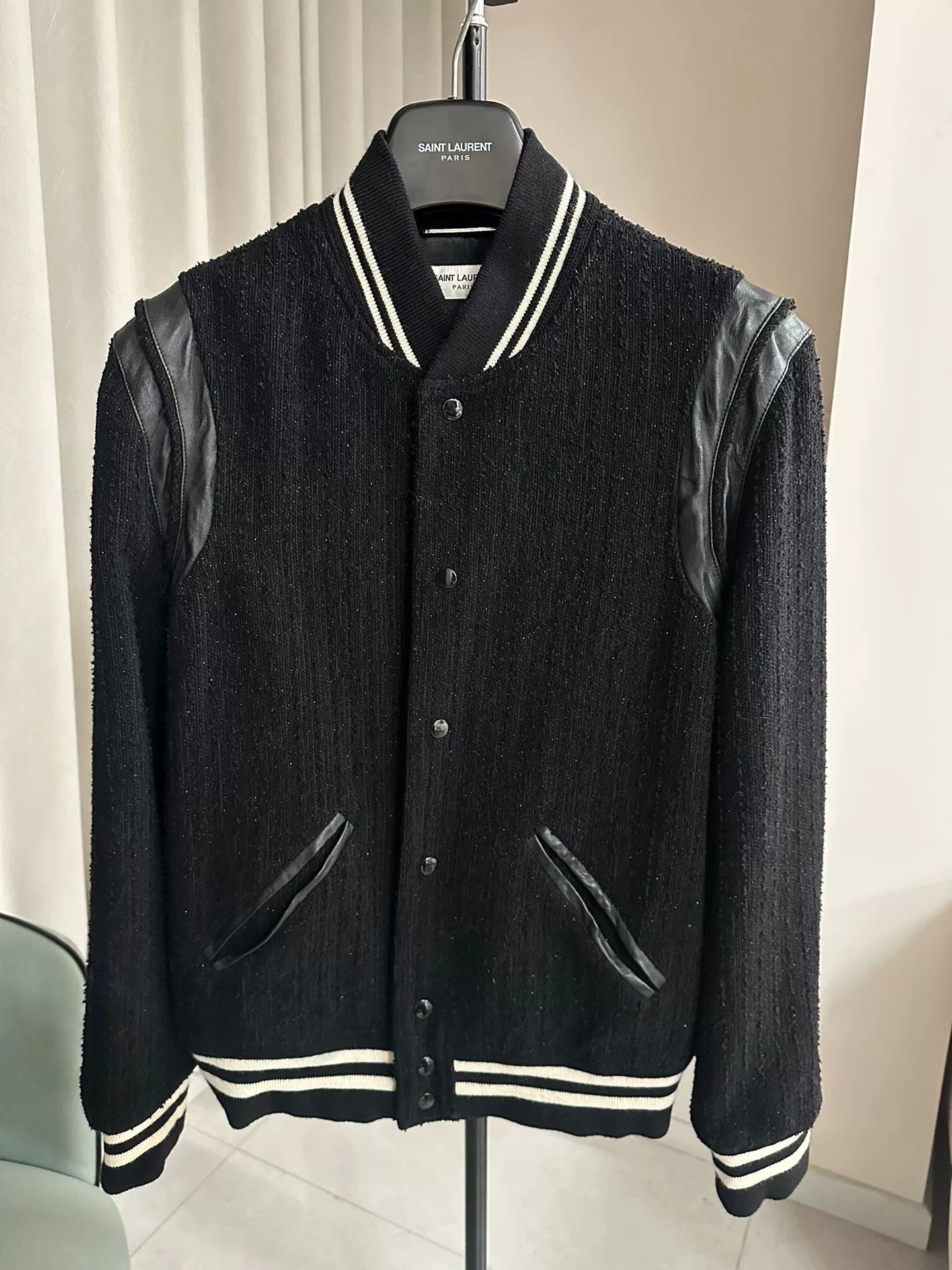 Anthony Vaccarello black baseball jacket with teddy details Size US L / EU 52-54 / 3 - 1 Thumbnail