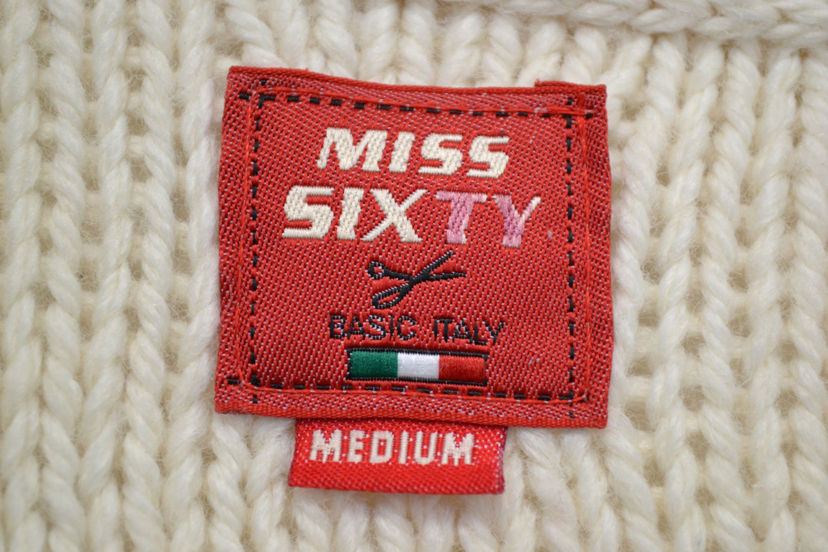 Miss Sixty Miss Sixty Y2K Cable Knit Wool Acrylic Beige V-Neck Sweater Size M / US 6-8 / IT 42-44 - 7 Thumbnail