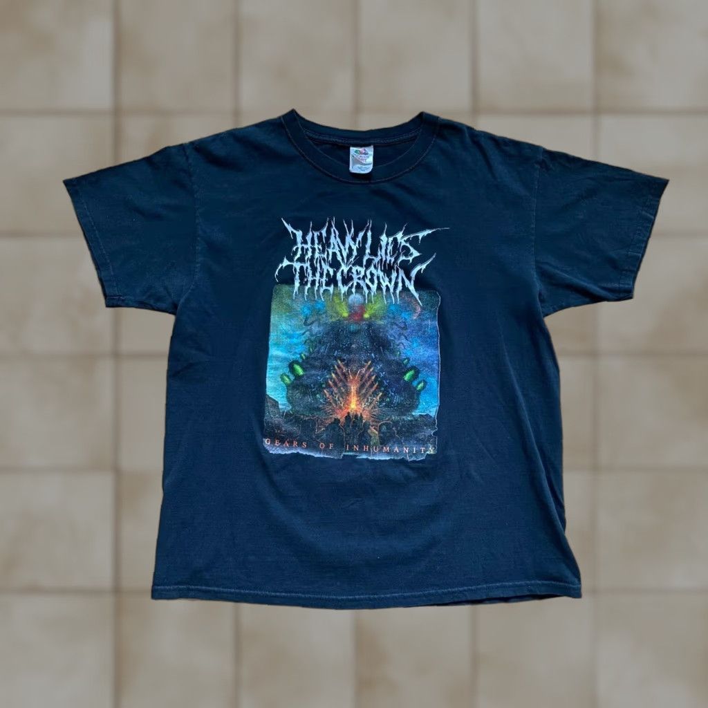 Fruit Of The Loom Gears of Inhumanity Heavy Lies The Crown Black T Shirt Official MH Band Merch L Size US L / EU 52-54 / 3 - 1 Thumbnail