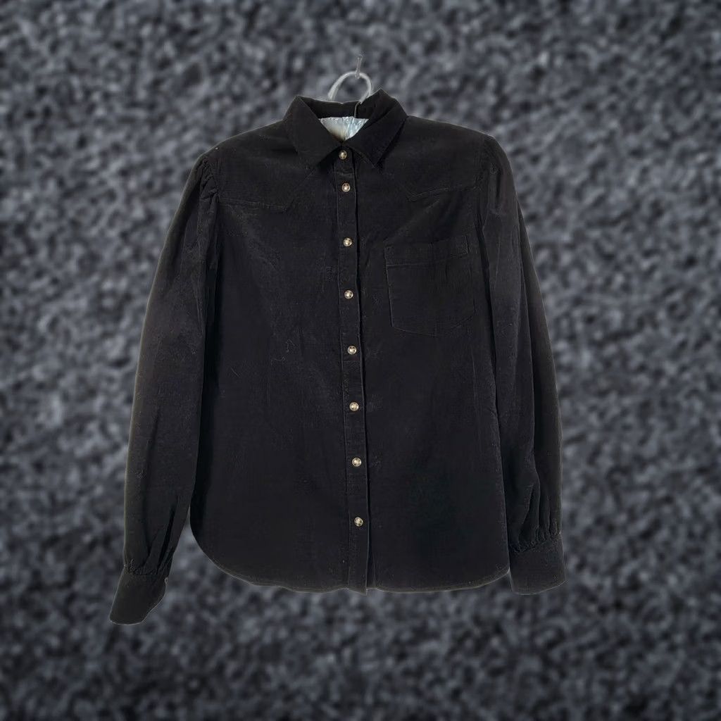 Xirena Xirena Women's Corduroy Long Sleeve Collared Casual Button Up Shirt Black XS Size XS / US 0-2 / IT 36-38 - 1 Thumbnail