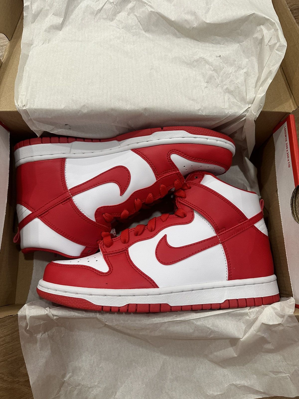 image of Nike Dunk High University Red White Gs Size 6.5Y Shoes in Red/White, Men's