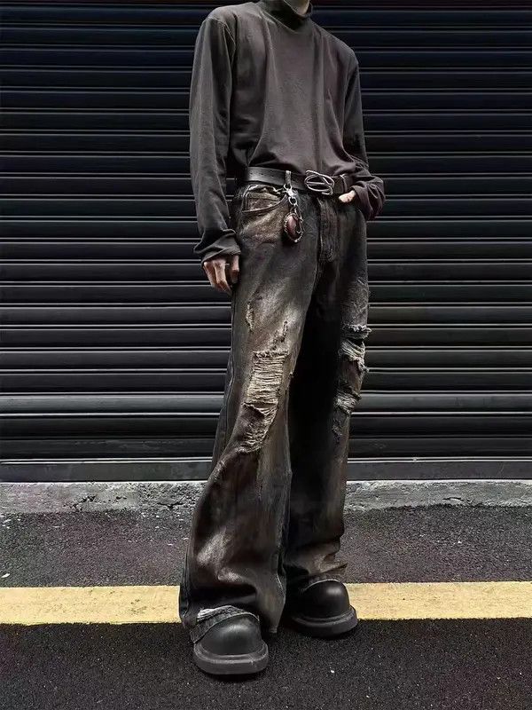 Japanese Brand VIBE Heavy dirty wash ripped high street hip hop jeans Size US 32 / EU 48 - 7 Thumbnail