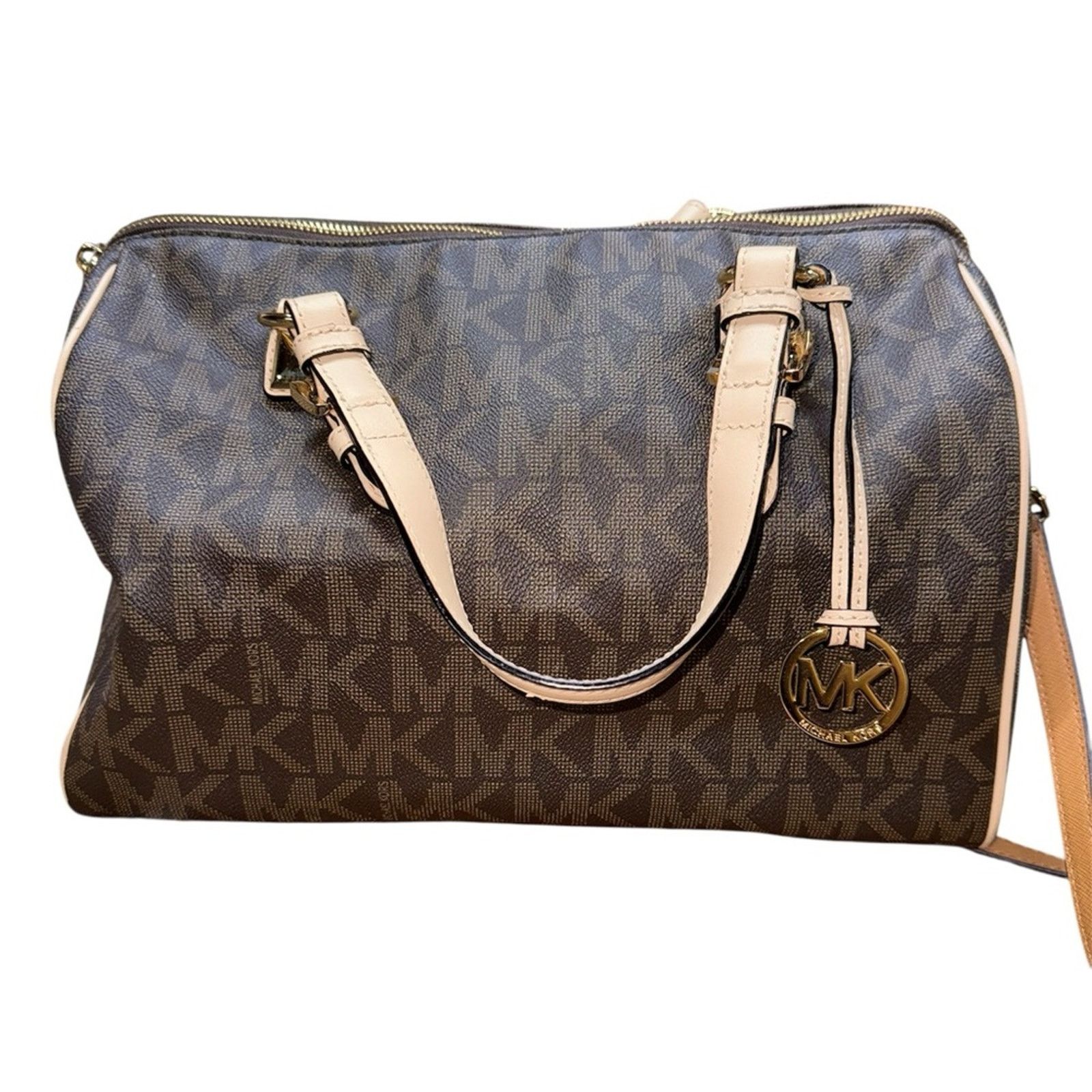 Michael Kors Michael Kors Signature Brown and Tan leather Barrel hand bag Size ONE SIZE - 4 Thumbnail