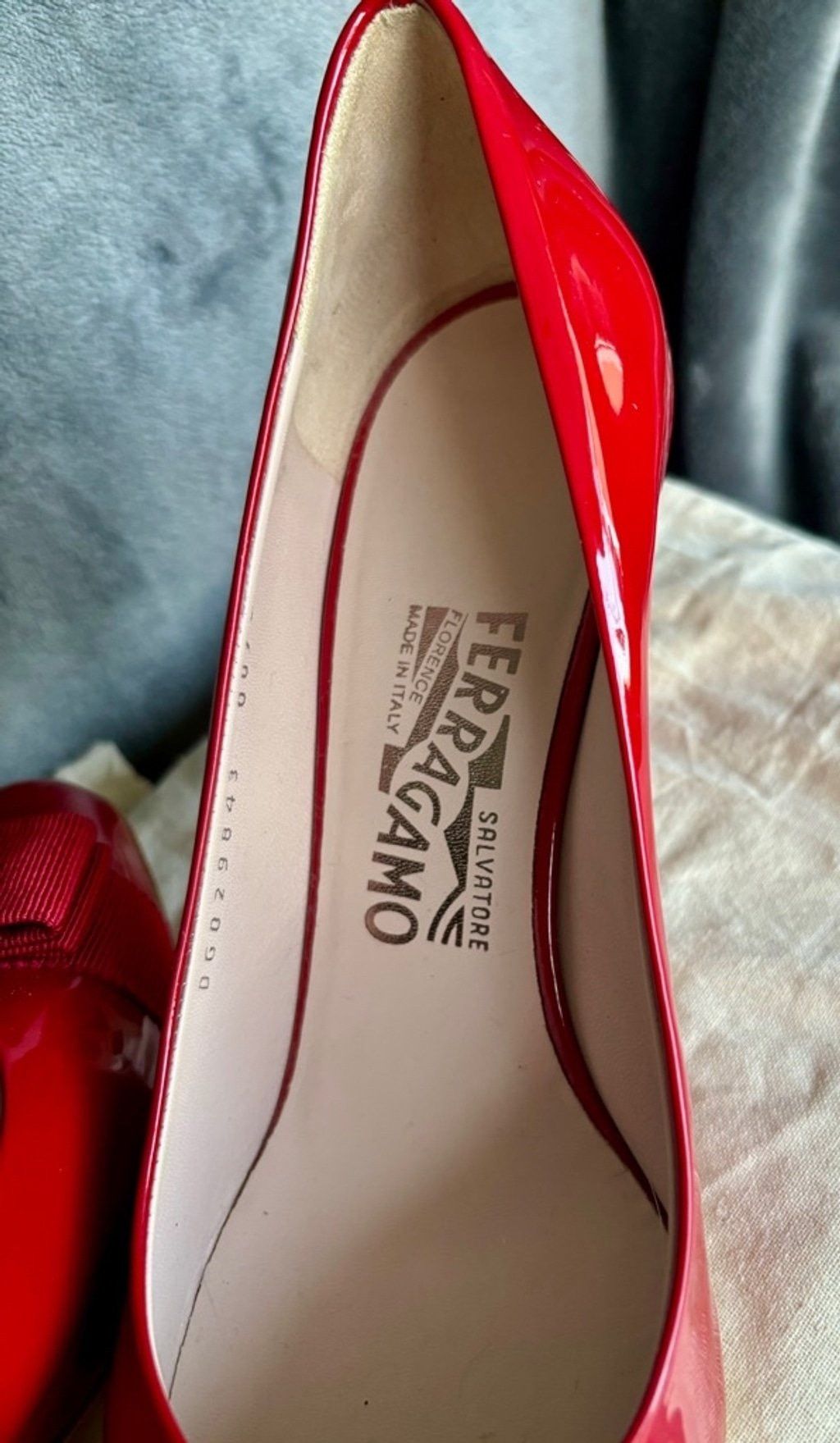 Salvatore Ferragamo Salvatore Ferragamo Patent Leather Red Vara Bow Heels Size US 7 / IT 37 - 2 Thumbnail