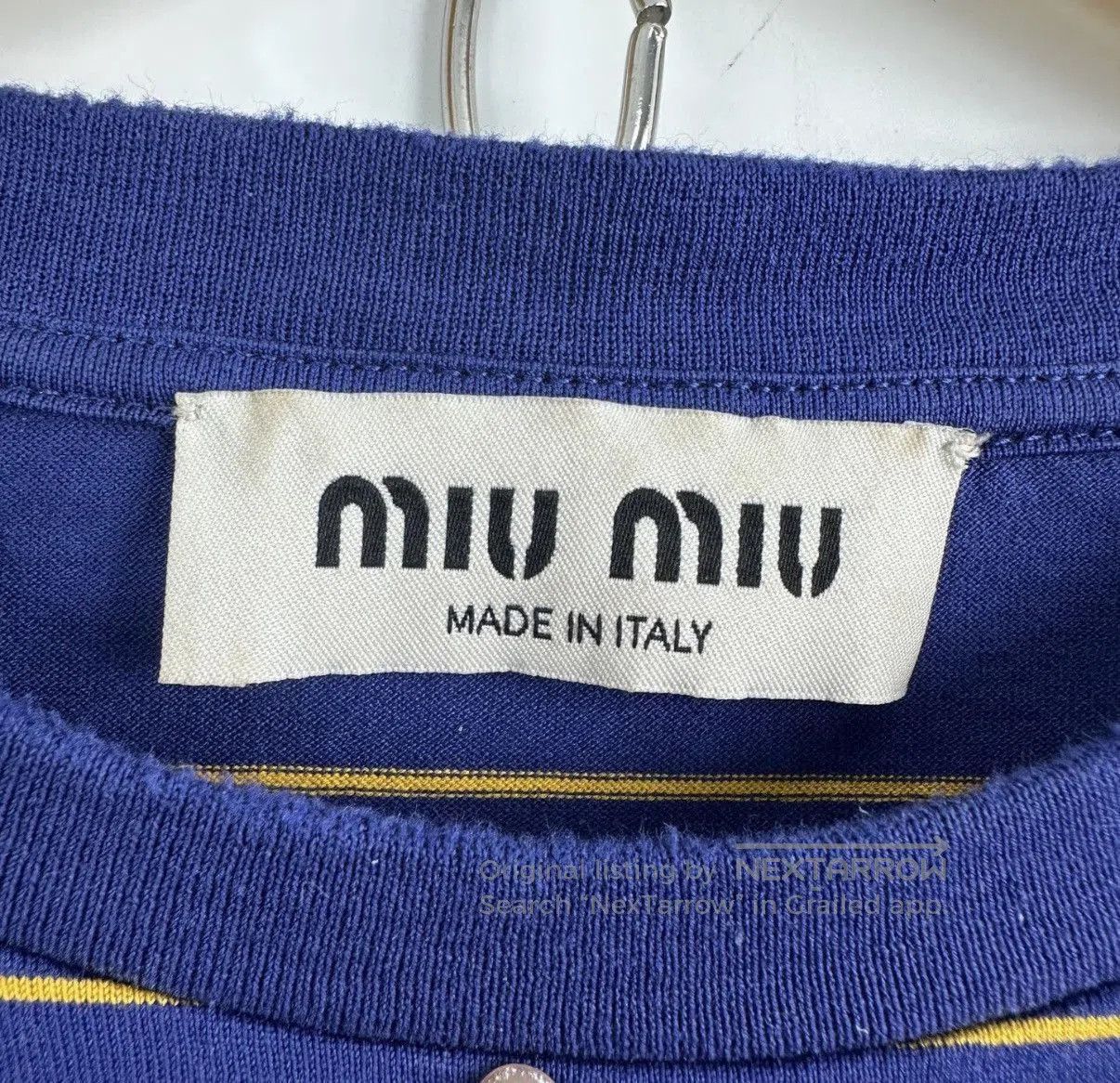 Miu Miu Blue Striped Short Sleeve T-Shirt with Pocket. Size US S / EU 44-46 / 1 - 4 Thumbnail