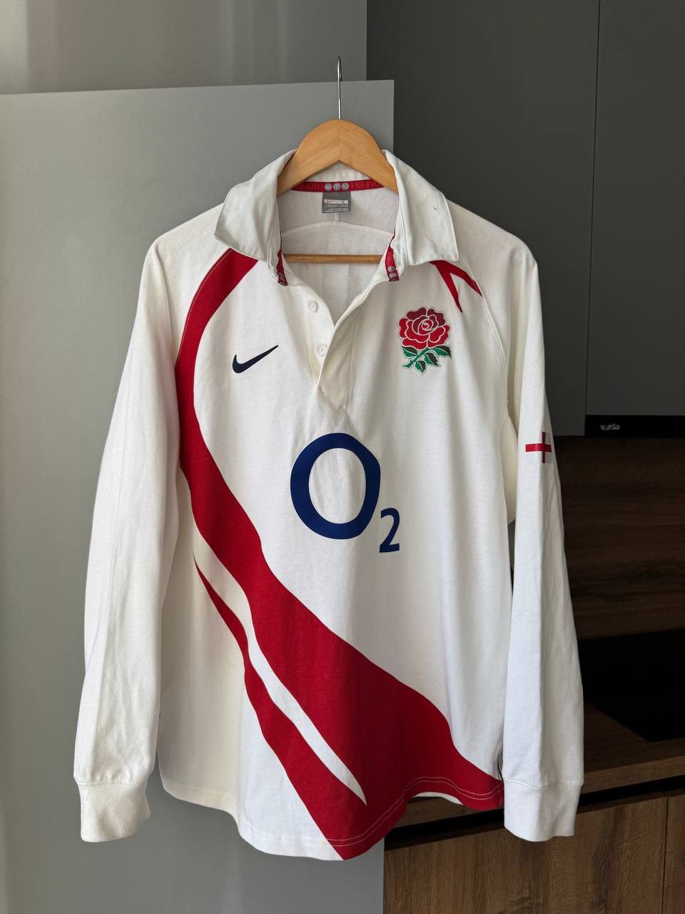 Nike Nike England Rugby Jersey O2 Long Sleeve 2000s (Odell 09) Size US L / EU 52-54 / 3 - 1 Thumbnail