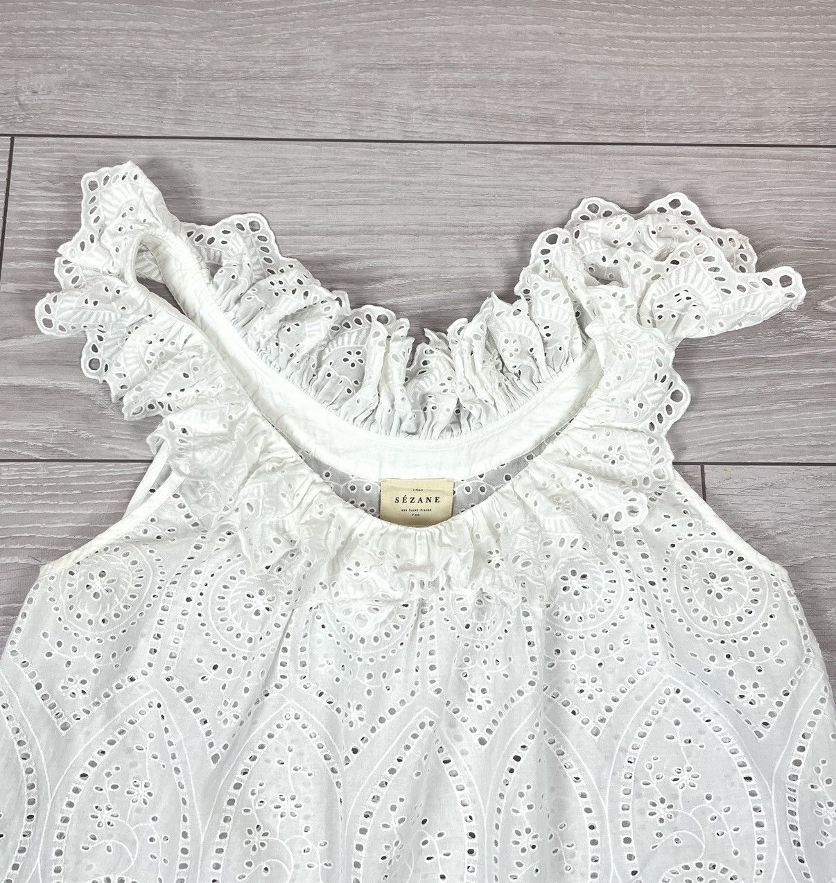 Sezane Sezane Rosa White Sleeveles Cotton Top Blouse Size M / US 6-8 / IT 42-44 - 4 Thumbnail