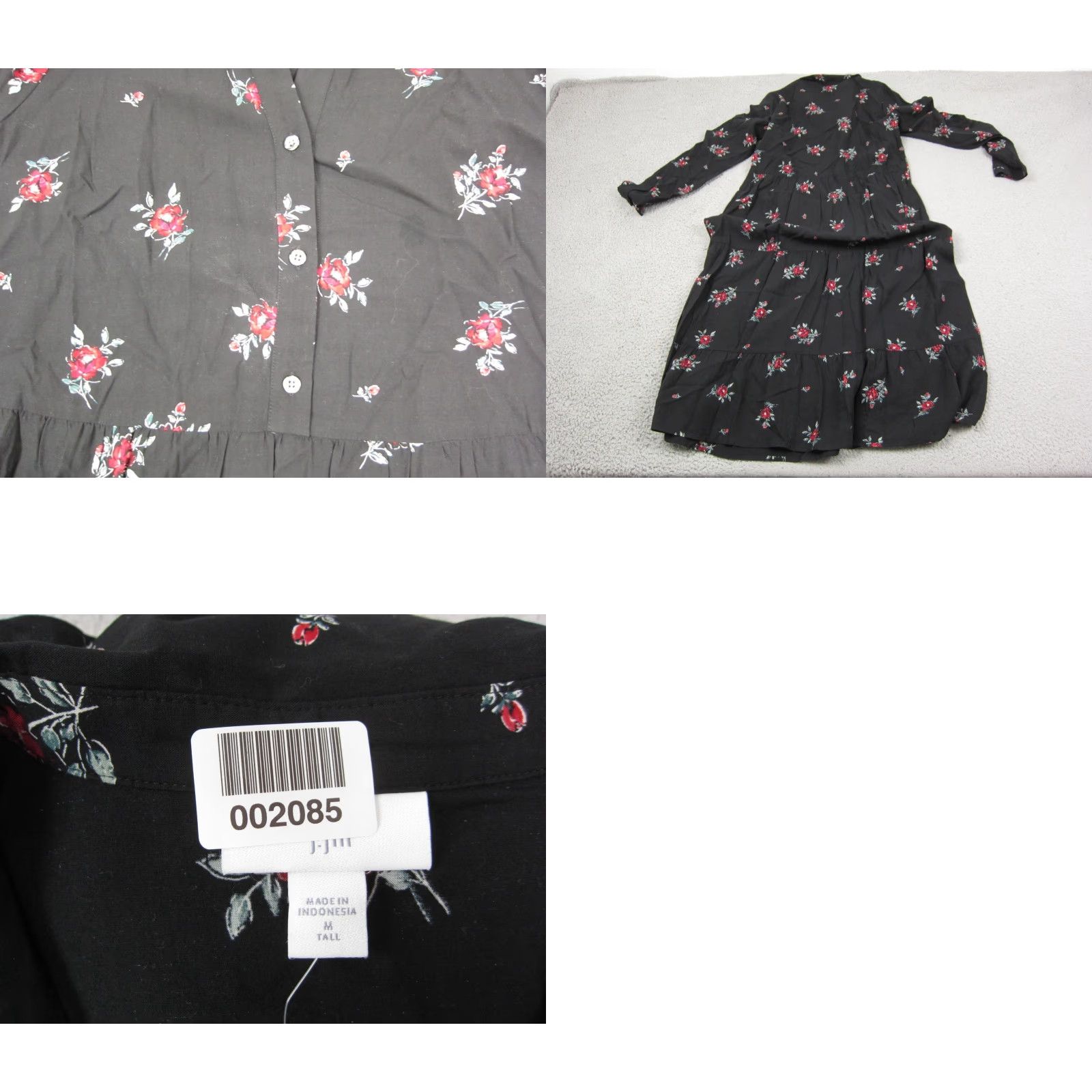 J. Jill J.Jill Shirt Dress Womens Medium Tall MT Black Floral Midi Long Sleeve NWT Size M / US 6-8 / IT 42-44 - 9 Thumbnail