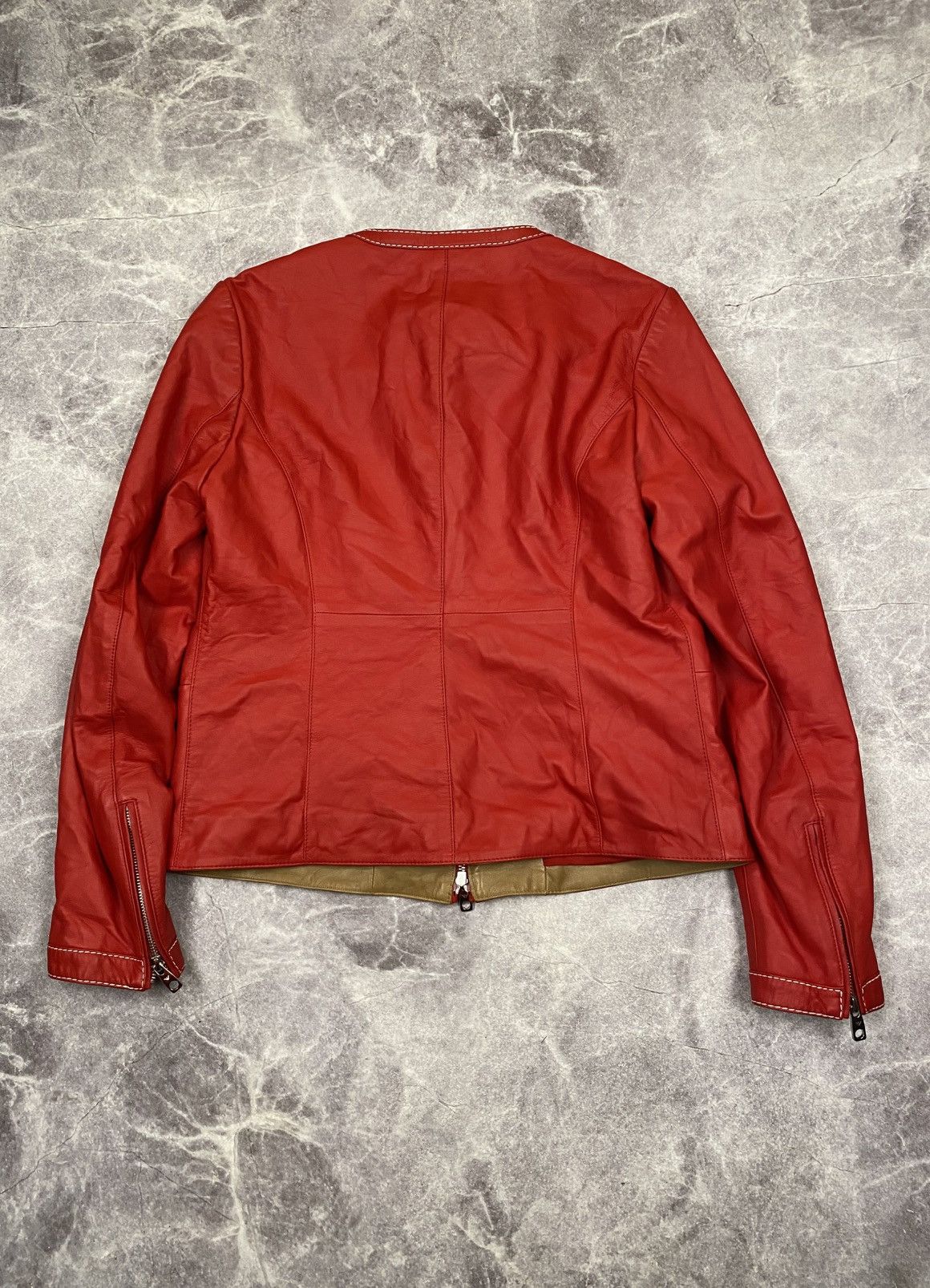 Emporio Armani Emporio Armani Red Lambskin Leather Blouson Jacket Size: 44 Size US S / EU 44-46 / 1 - 12 Thumbnail