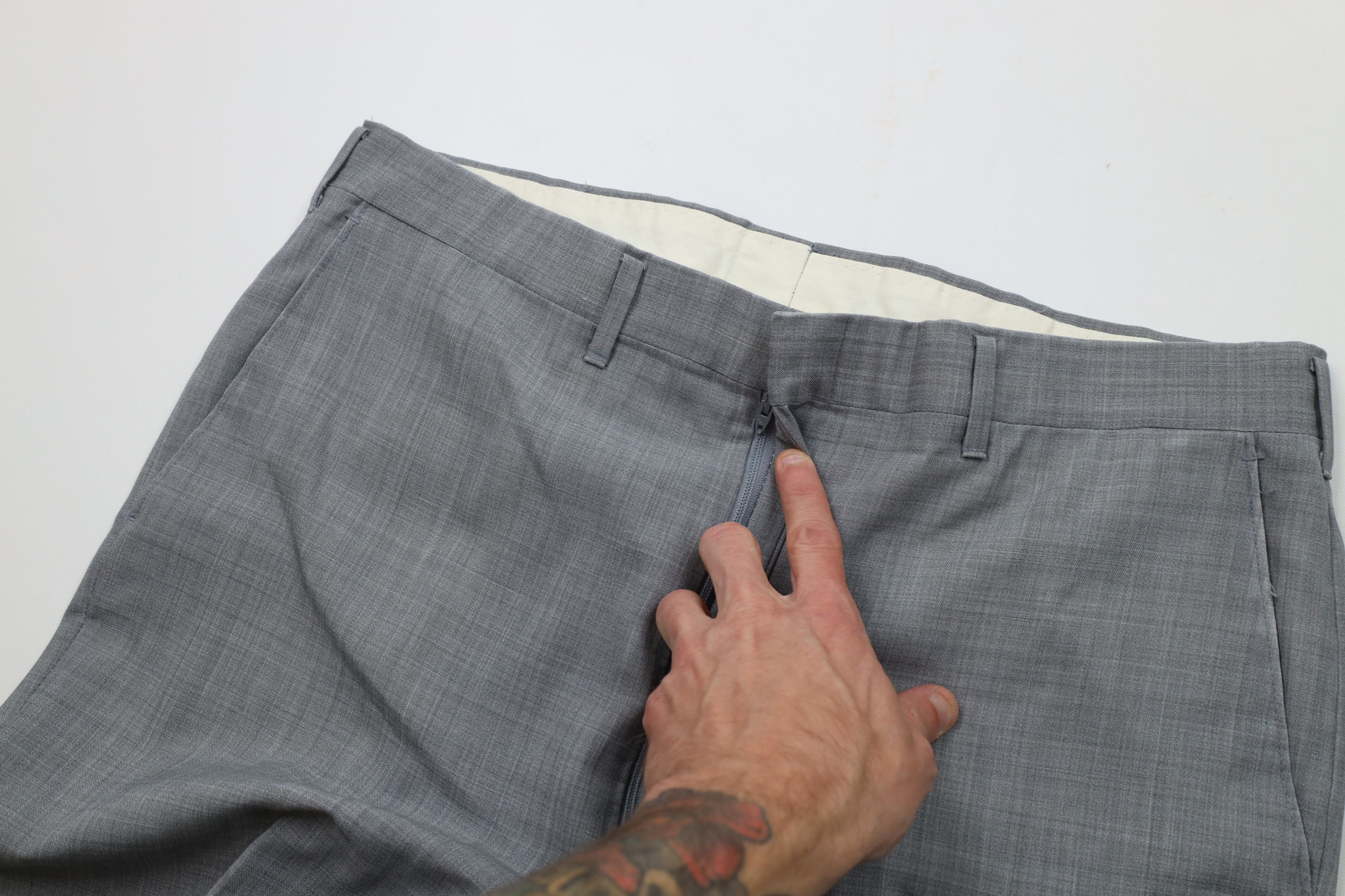 Vintage Vintage 90s Streetwear Chambray Knit Wide Leg Chino Pants Size US 36 / EU 52 - 7 Thumbnail