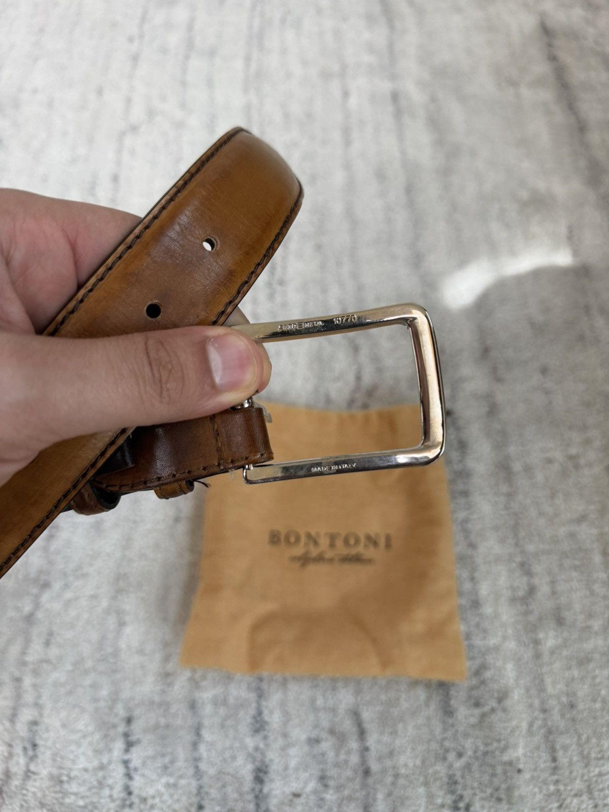 Bontoni Bontoni Brown Leather Belt Size 42/105 Size 42 - 3 Thumbnail