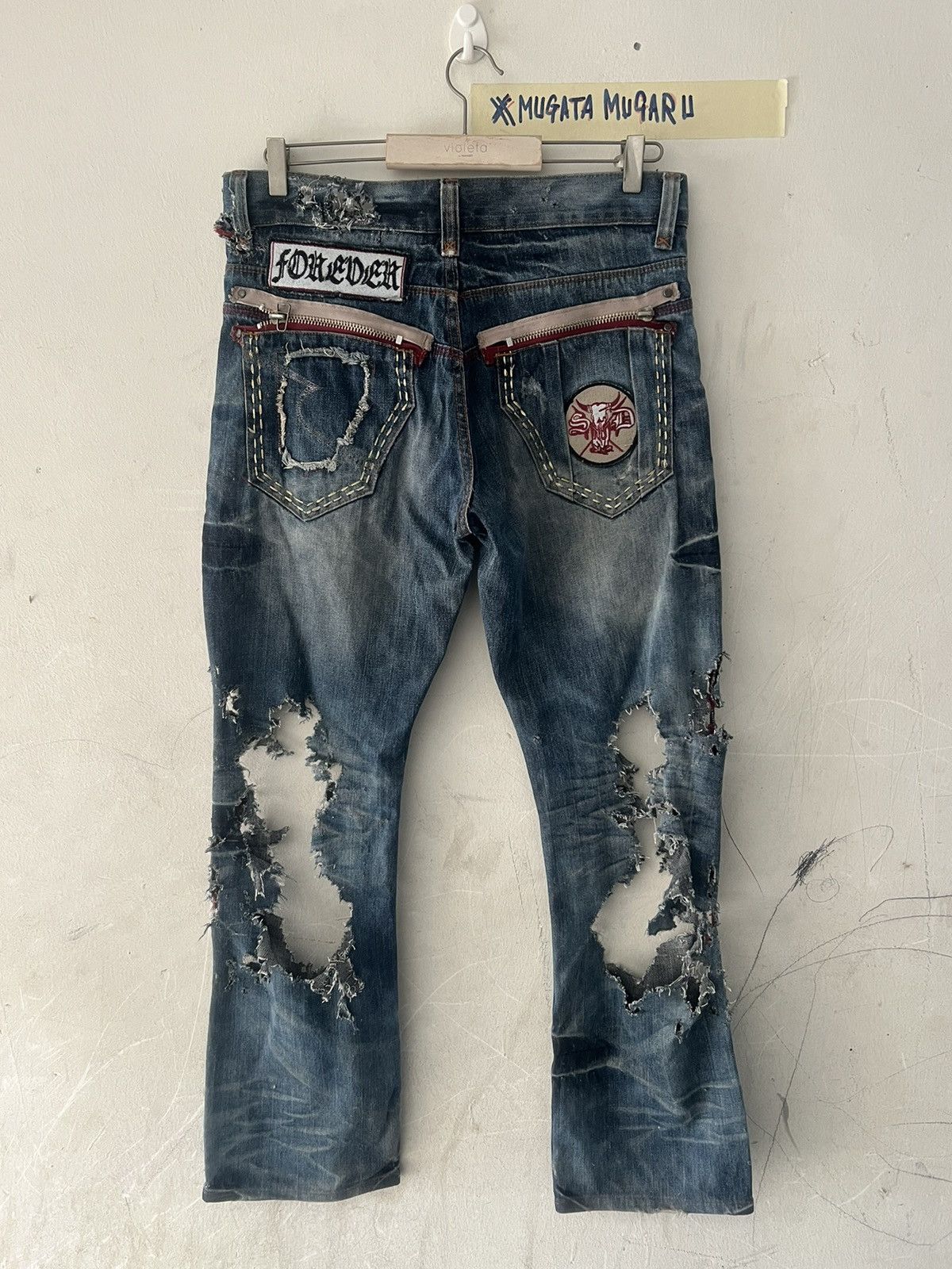 Hysteric Glamour SUPER THRASHED🔥SEMANTIC DESIGN RIPPED DENIM KURT KOBAIN Size US 33 - 9 Thumbnail