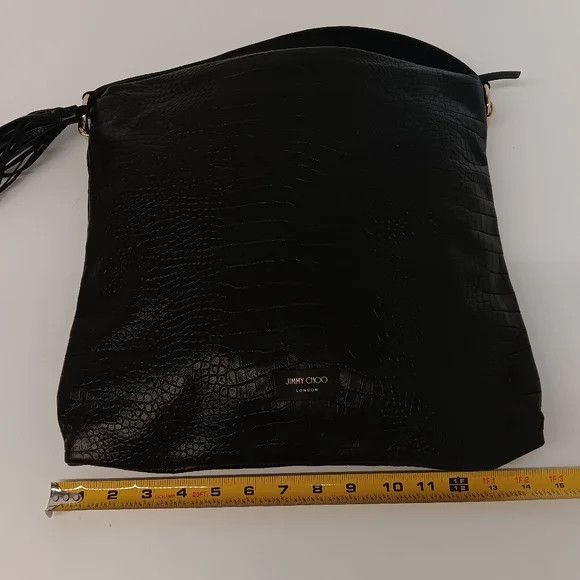 Jimmy Choo Jimmy Choo Croc-Embossed Leather Soft Hobo Bag - Black Size ONE SIZE - 15 Thumbnail