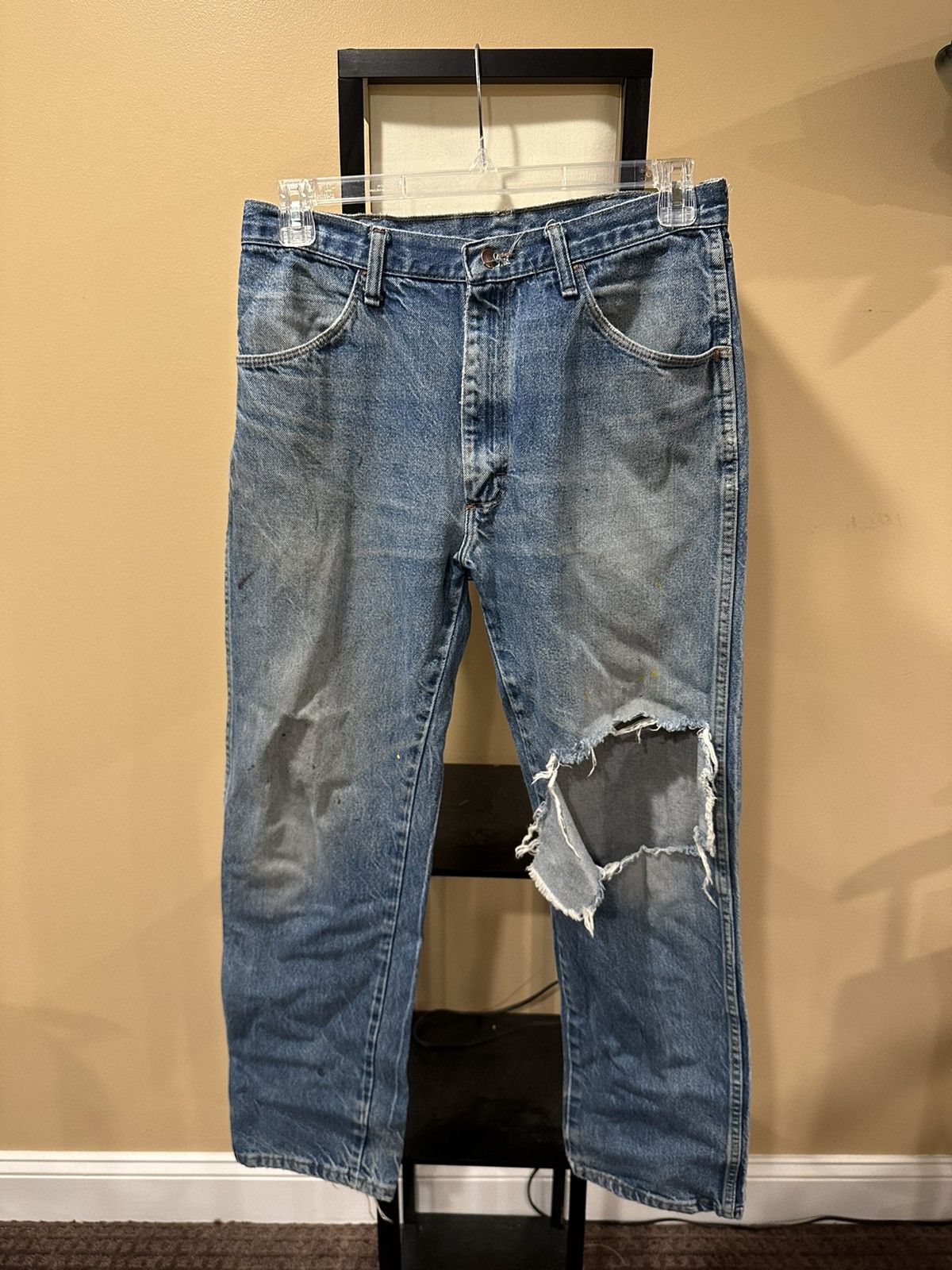 Rustler × Vintage Vintage Rustler Blue Stone Wash Knee Blowout Denim Jeans Size US 32 / EU 48 - 3 Thumbnail