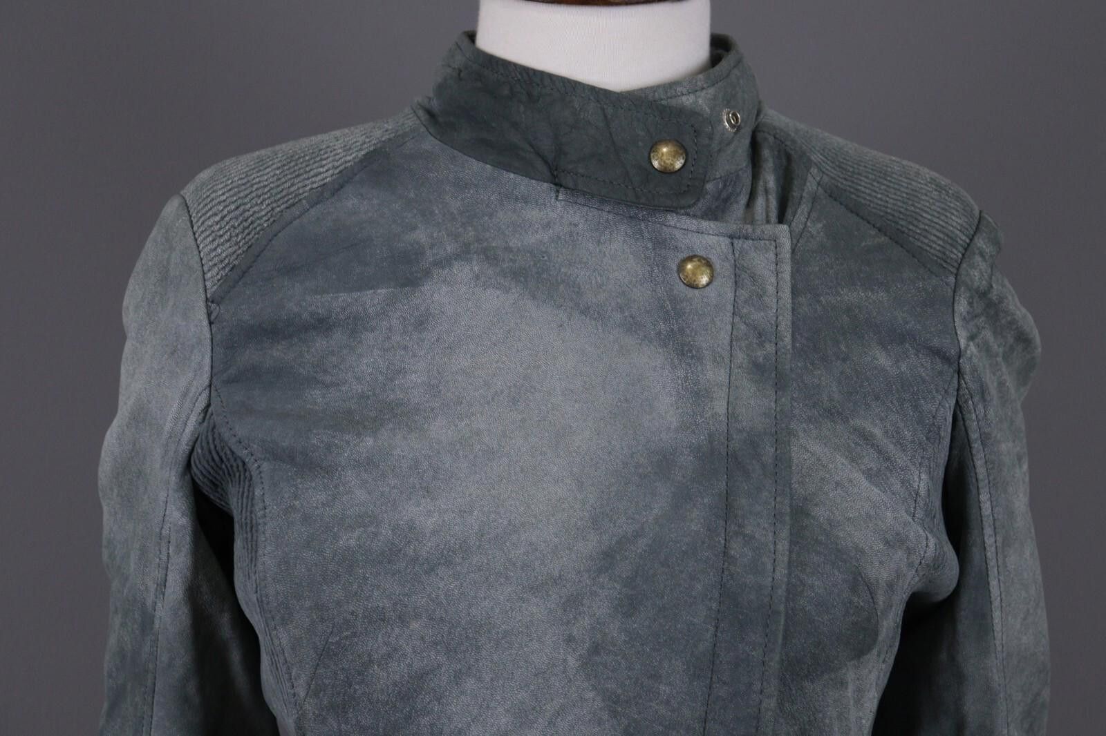 Hugo Boss Hugo Boss Gray Leather Designer Full Zip Biker Jacket Size M / US 6-8 / IT 42-44 - 2 Thumbnail