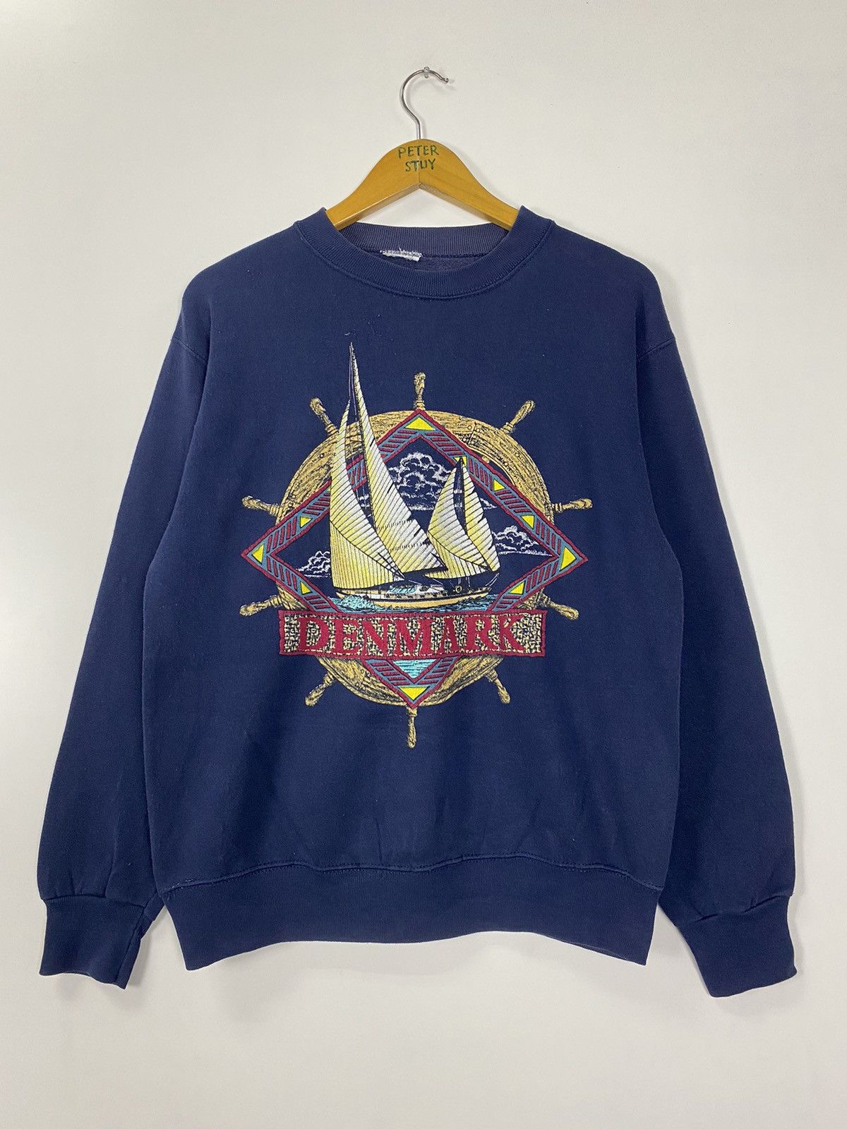 Vintage Vintage 80s Denmark Sweatshirt Size US M / EU 48-50 / 2 - 2 Thumbnail