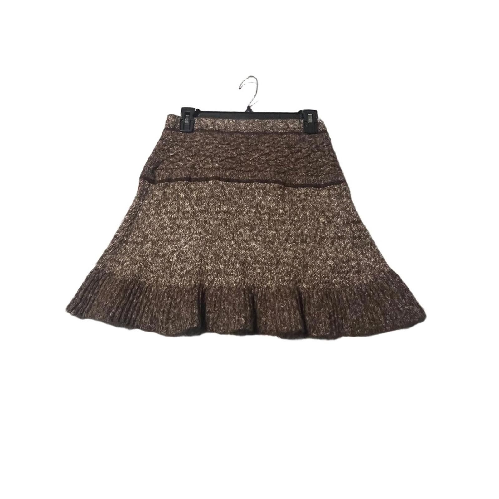 Prana Prana Skirt XS Heathered Brown Knit A-Line Ruffled Hem Boho Size 26" / US 2 / IT 38 - 3 Thumbnail