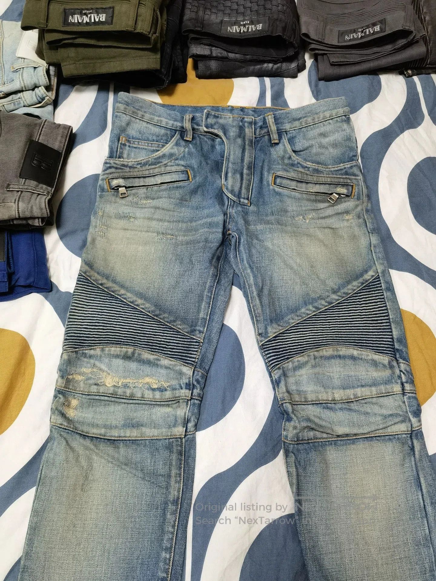 Balmain Balmain Moto Distressed Denim Jeans. Size US 29 - 2 Thumbnail