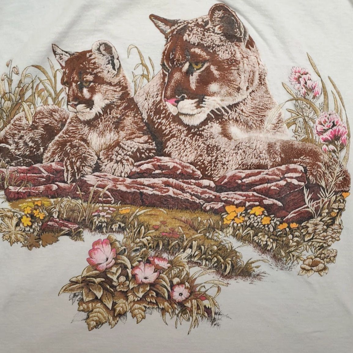 Etro VTG Lion Cub Shirt Mens M White Single Stitch Nature Outdoors Jungle Retro TEE Size US M / EU 48-50 / 2 - 2 Thumbnail