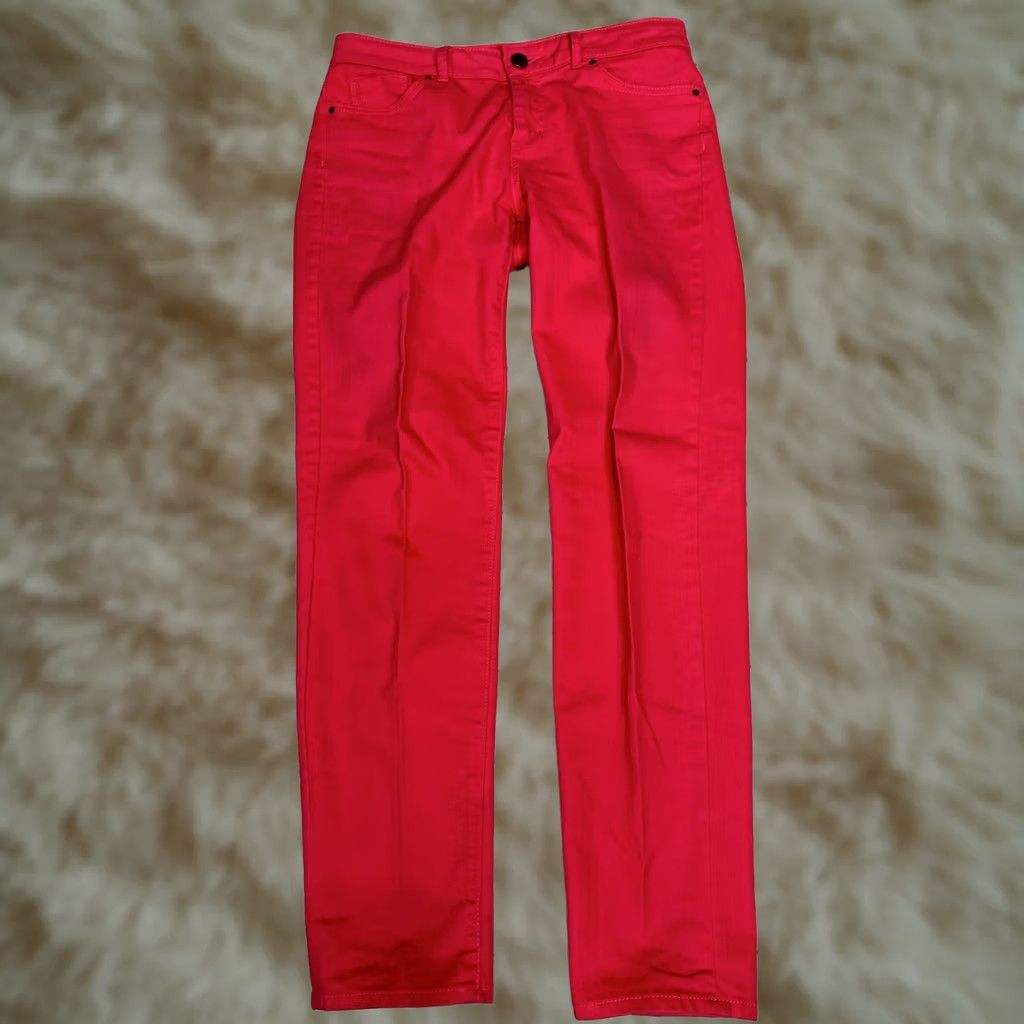 Vintage ELLE Pink Jeans Belted Cotton Straight Leg 4 Women's Pants Regular Size 4 Size 27" / US 4 / IT 40 - 1 Thumbnail