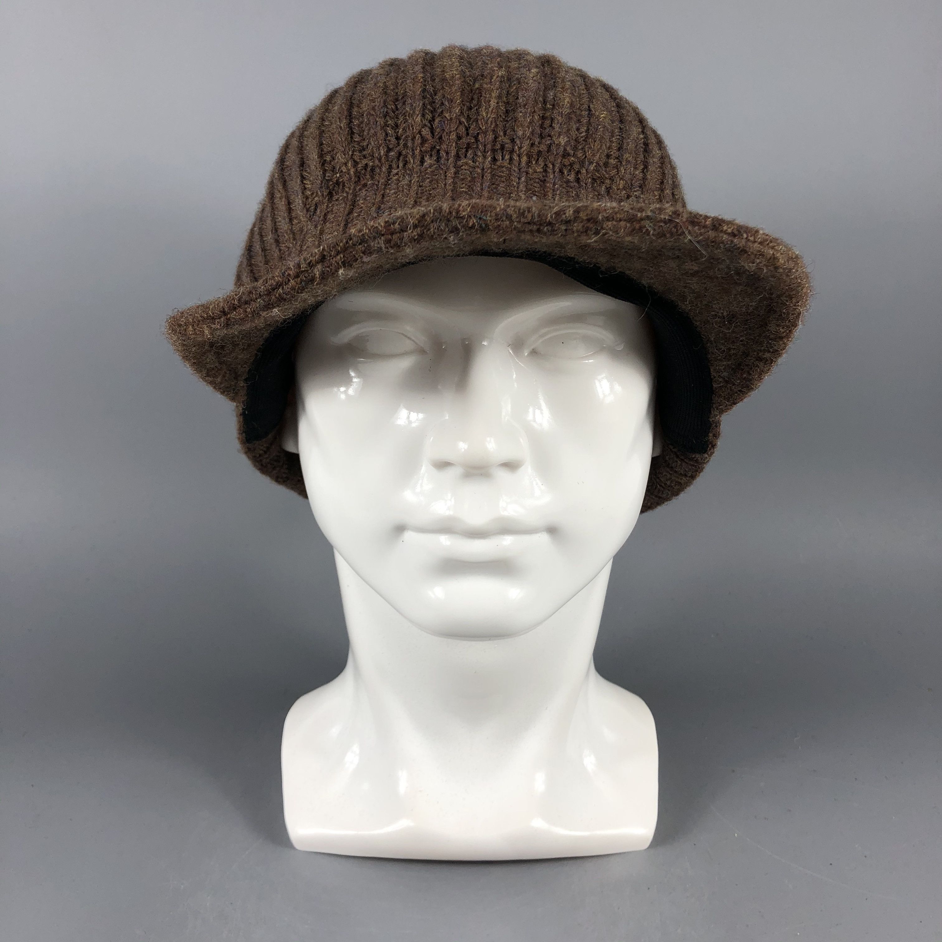 image of Vintage Milsa Knit Visor Beanie Snow Hat Snow Cap -D877 in Brown, Men's