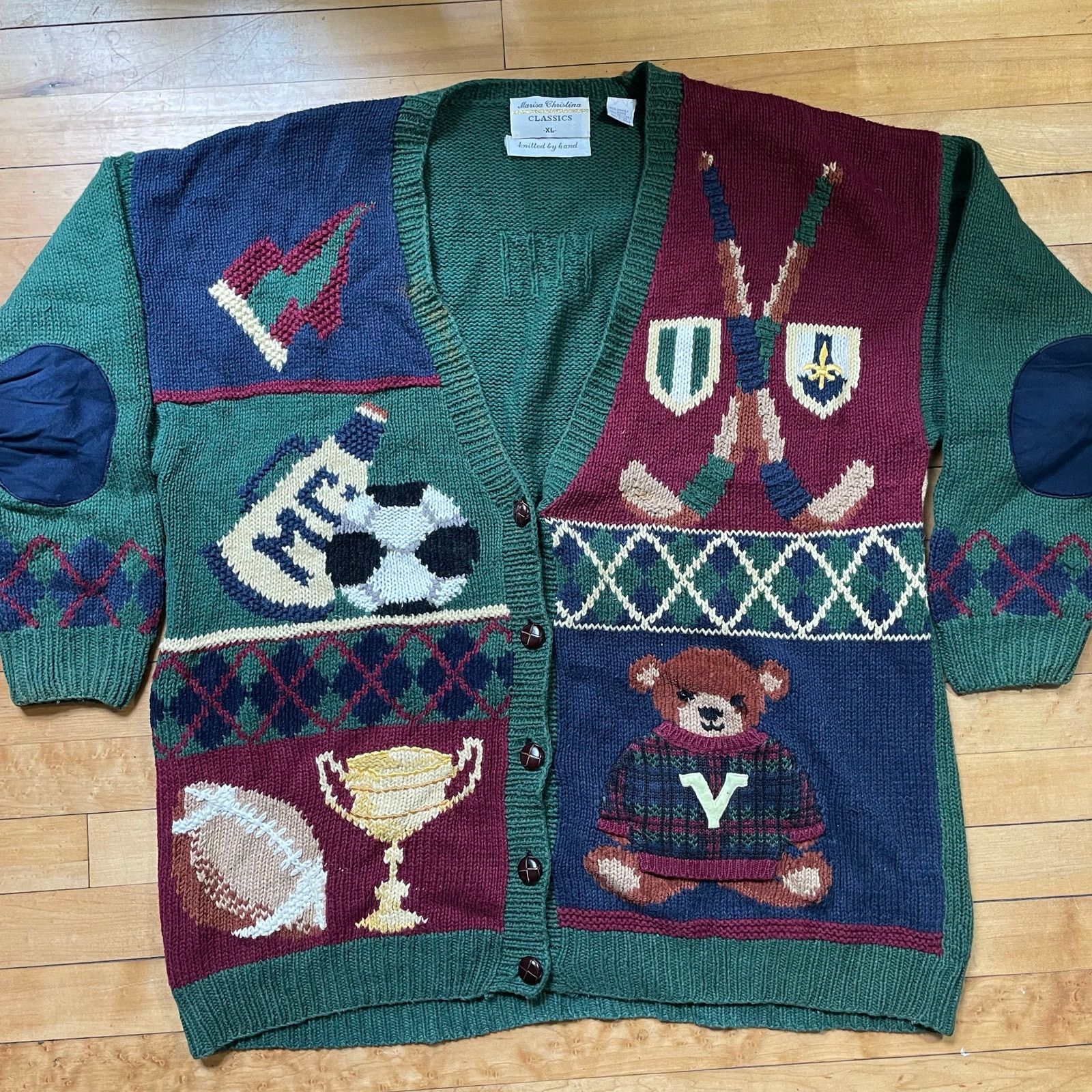 Vintage Hand Knit Golf Cardigan Sweater XL Novelty Preppy Grandpa Size US XL / EU 56 / 4 - 1 Thumbnail