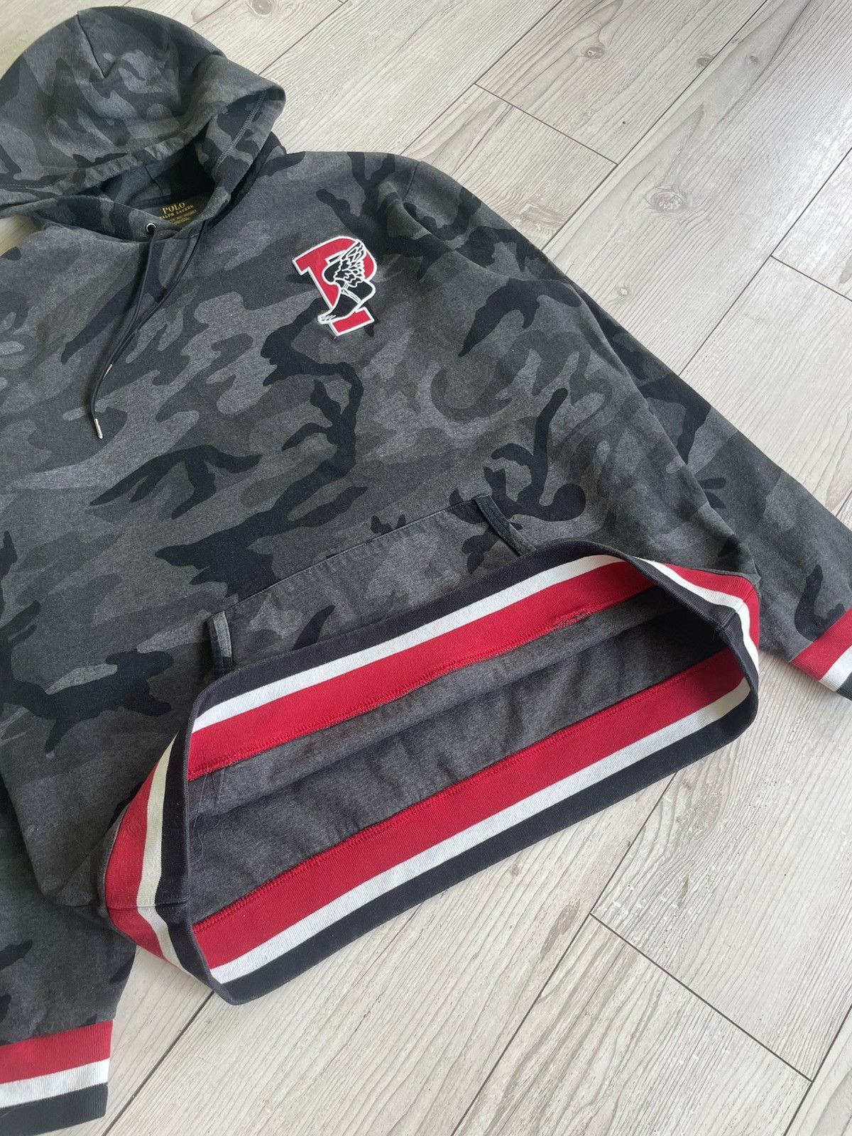 Vintage Polo Ralph Lauren P Wing Camo Hoodie Size US XXL / EU 58 / 5 - 16 Thumbnail
