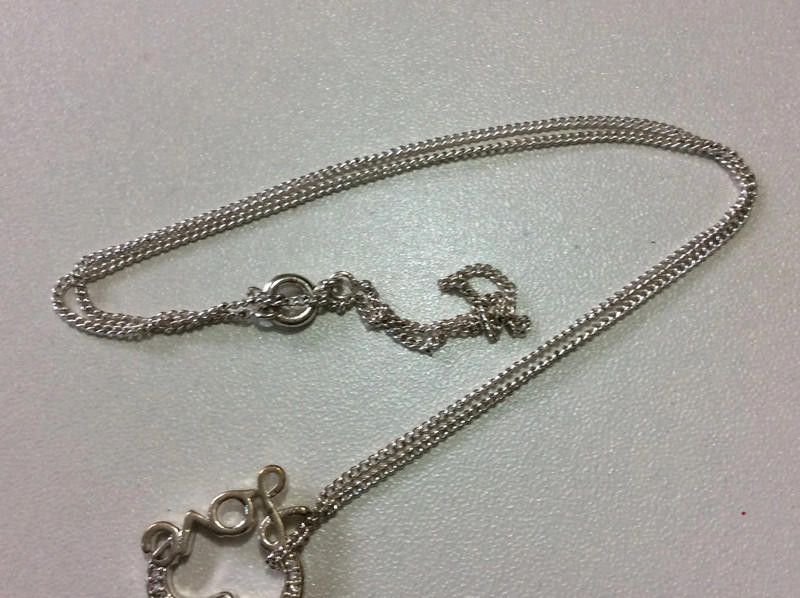 Designer Love heart ladies Silver Daimond Necklace Size ONE SIZE - 3 Thumbnail