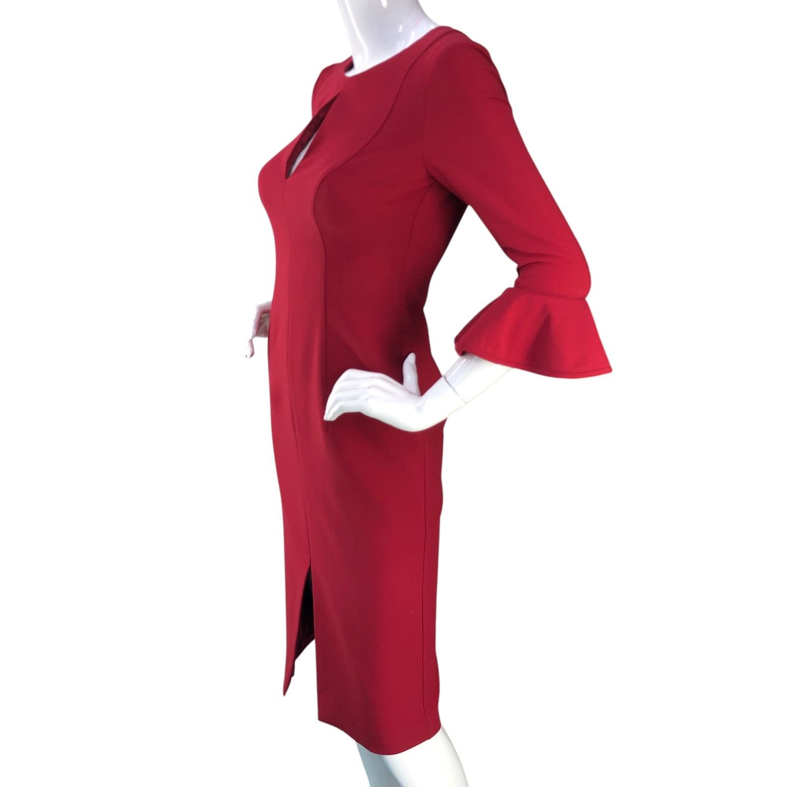 Black Halo Black Halo Eve Size 0 Dress Sheath Key Hole Flare Sleeve Red Size XXS / US 00 / IT 34 - 4 Thumbnail