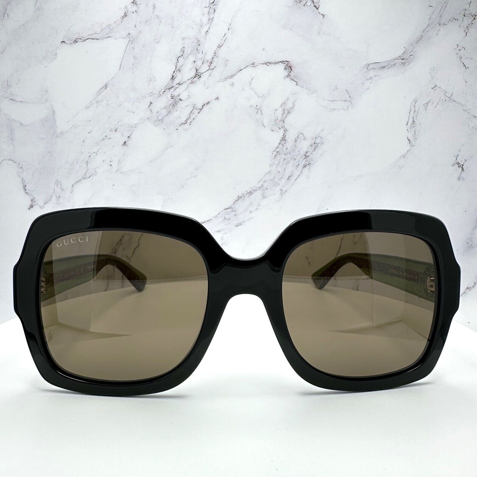 Gucci New Gucci Sunglasses Black Square Red Green Web Arms Gold Size ONE SIZE - 2 Thumbnail