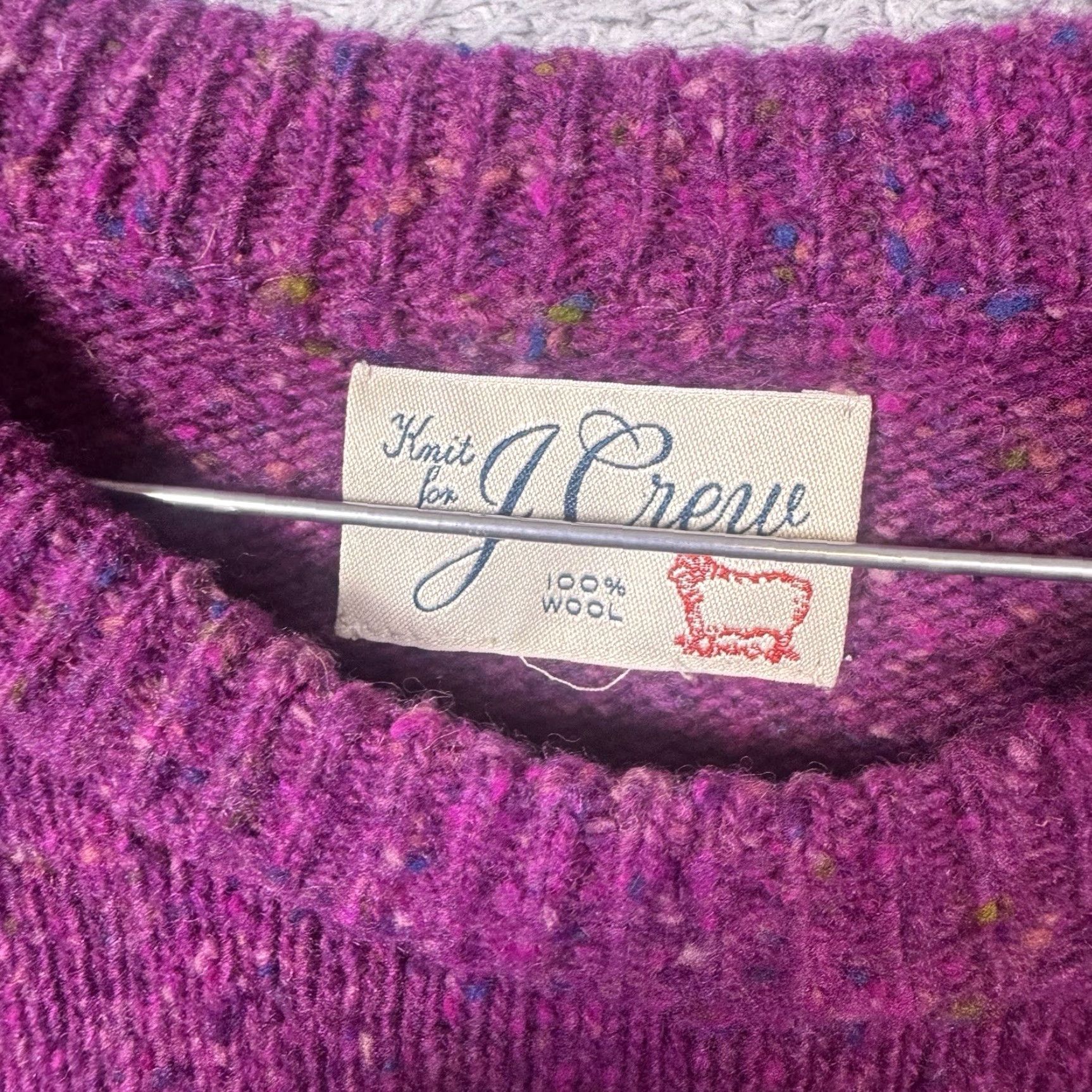 J.Crew VINTAGE J. Crew Irish Donegal Sweater Mens XL 100% Wool Magenta Speckle Crewneck Size US XL / EU 56 / 4 - 5 Thumbnail