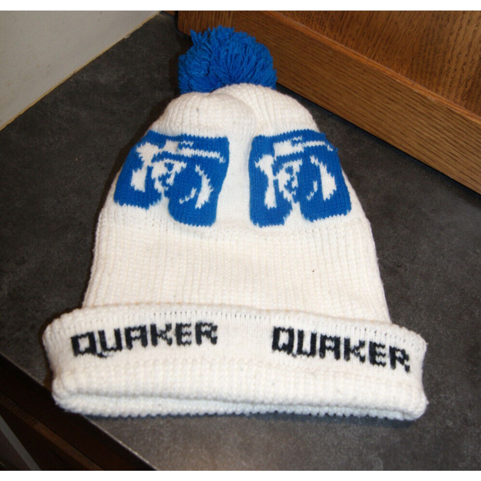 Other VTG Quaker Brand Oats Beanie Hat Pom Pom Winter Knit Man Size ONE SIZE - 2 Thumbnail