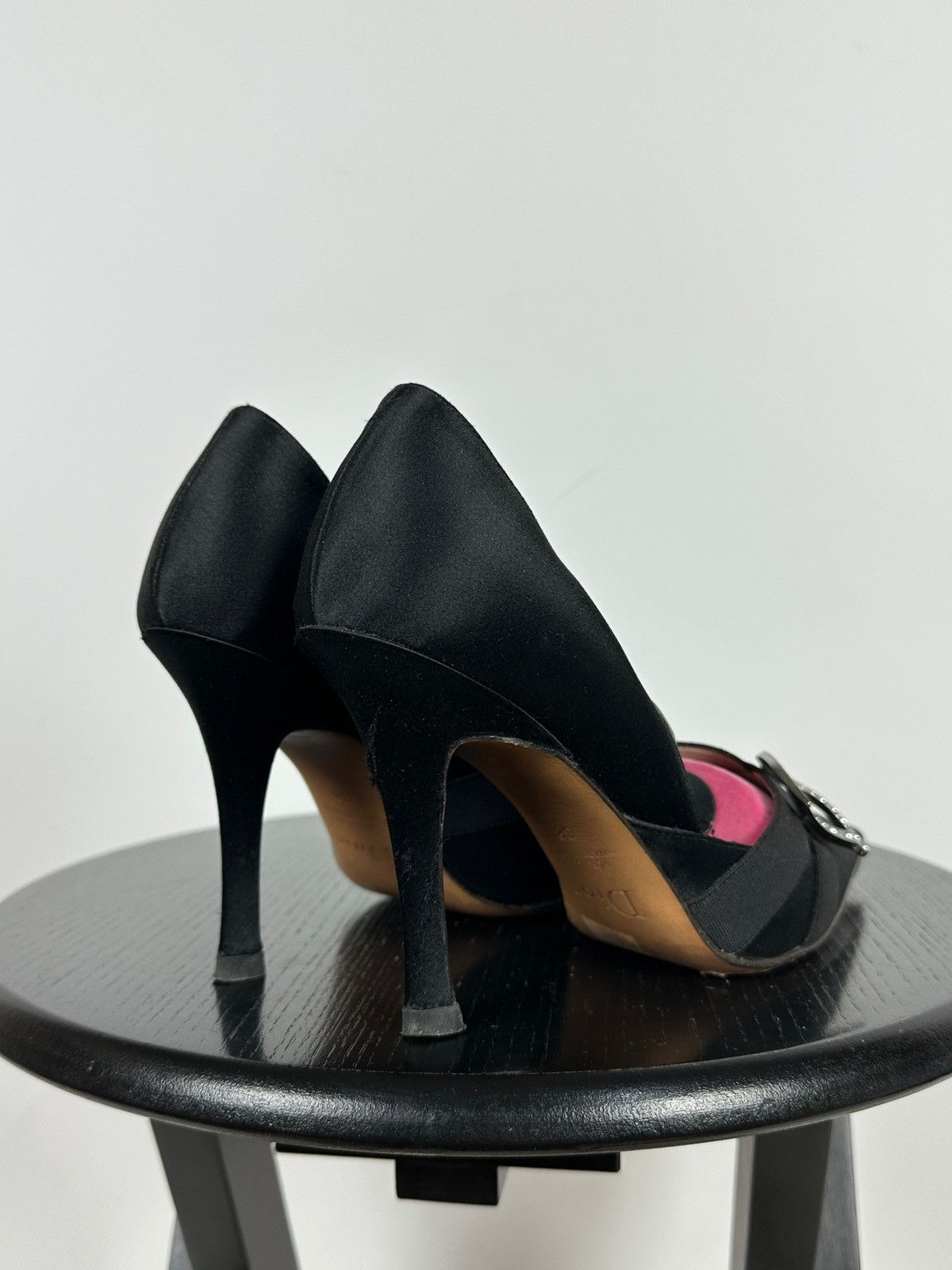 Dior Vintage Dior John Galliano Era Satin Crystal D Logo Heels Size US 8 / IT 38 - 8 Thumbnail