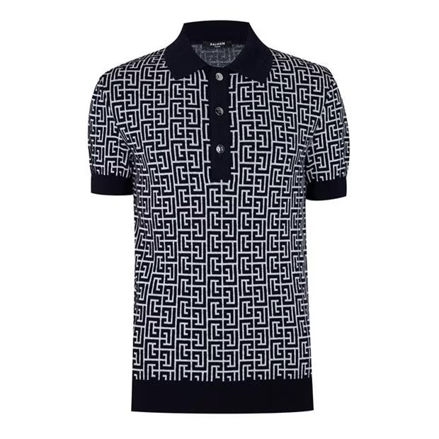 image of Balmain O1G2R1Mq0324 Polo Shirt In Blue & White in Blue/White, Men's (Size Medium)