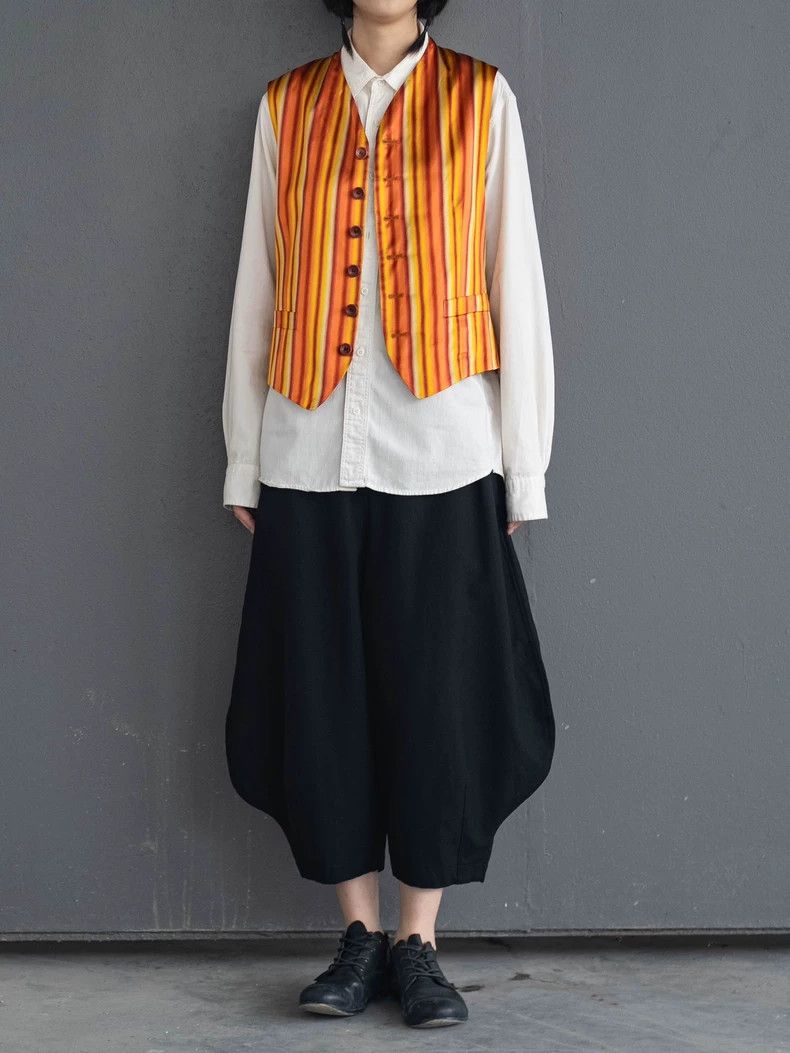Kenzo 1980s KENZO Orange Stripe Silk Vest - dmc Size US XL / EU 56 / 4 - 1 Thumbnail