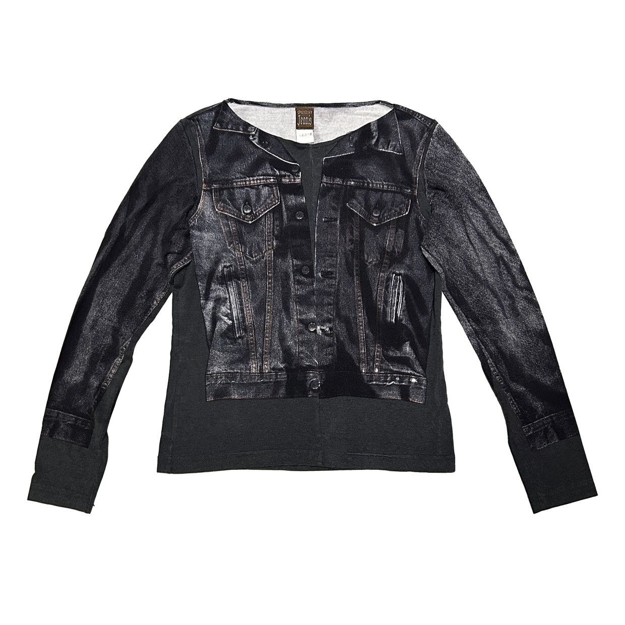 Jean Paul Gaultier Jean Paul Gaultier SS1997 Trompe L’oeil Denim Print Top Size US XL / EU 56 / 4 - 1 Thumbnail