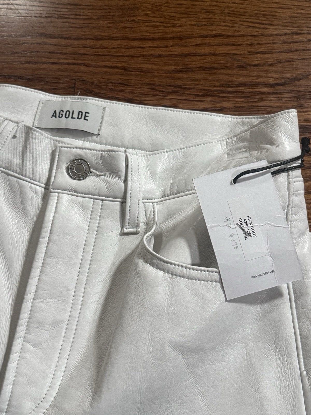 Agolde NWT Women’s AGOLDE Kick Boot Mid Rise Leather Jeans Size 27 Size 27" / US 4 / IT 40 - 3 Thumbnail