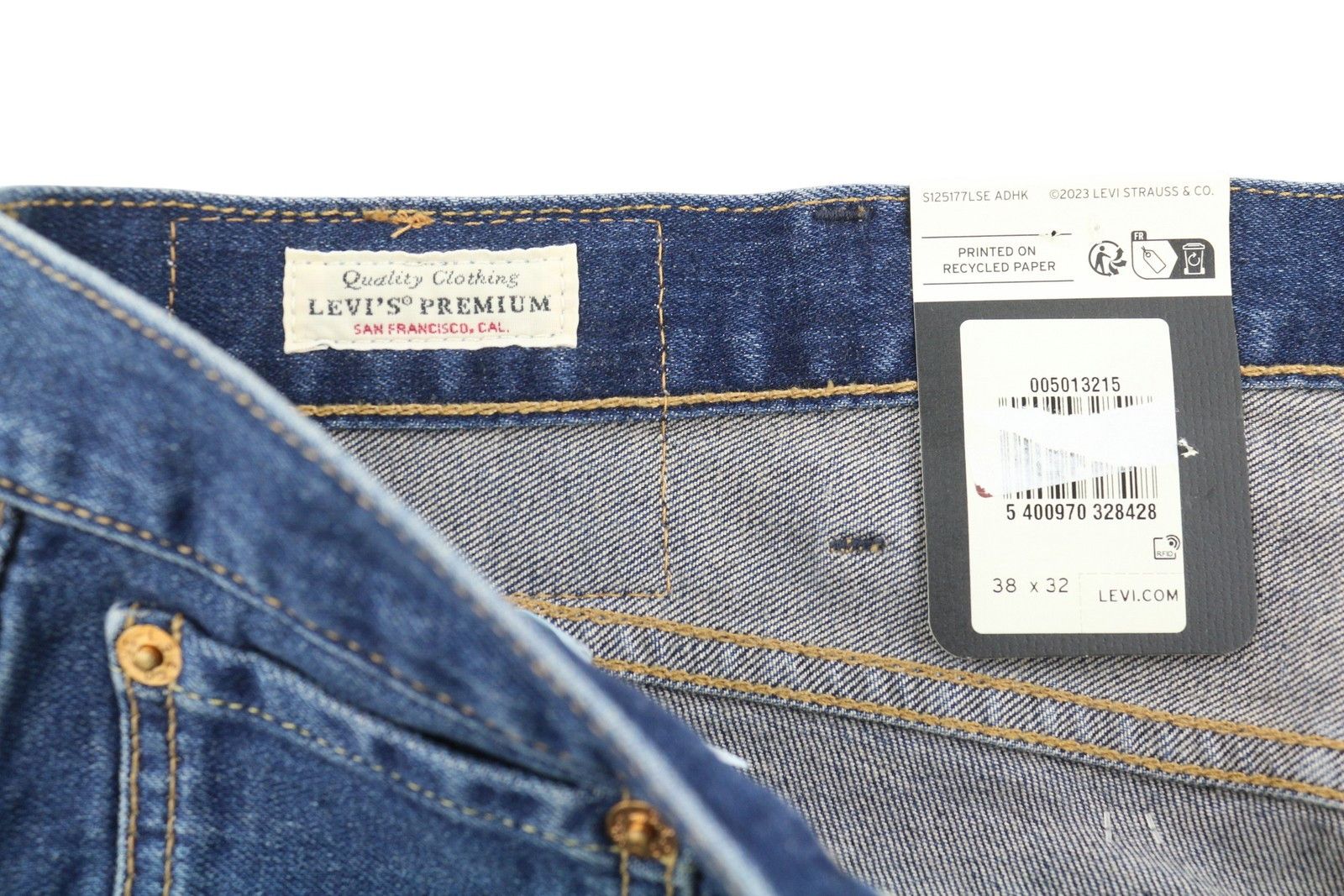 Levi's 501 W38/L32 Straight Stretch Big E Blue Jeans 87066 Size US 38 / EU 54 - 7 Thumbnail
