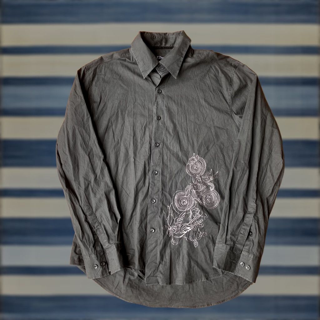 Vintage VINTAGE 7 Diamonds Button Up Long Sleeve Shirt Mens XL Black Grunge Embroidered Size US XL / EU 56 / 4 - 1 Thumbnail