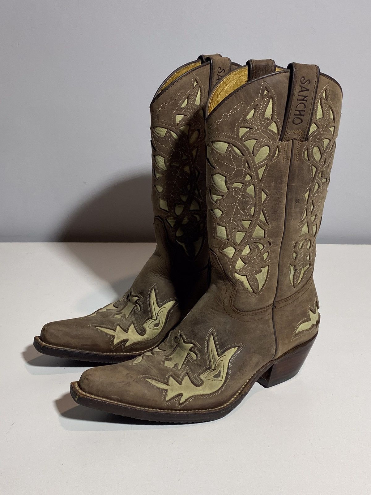 Genuine Leather × Vintage Vintage 00s Leather Cowboy Boots y2k Sancho Western Rodeo Size US 7 / IT 37 - 3 Thumbnail