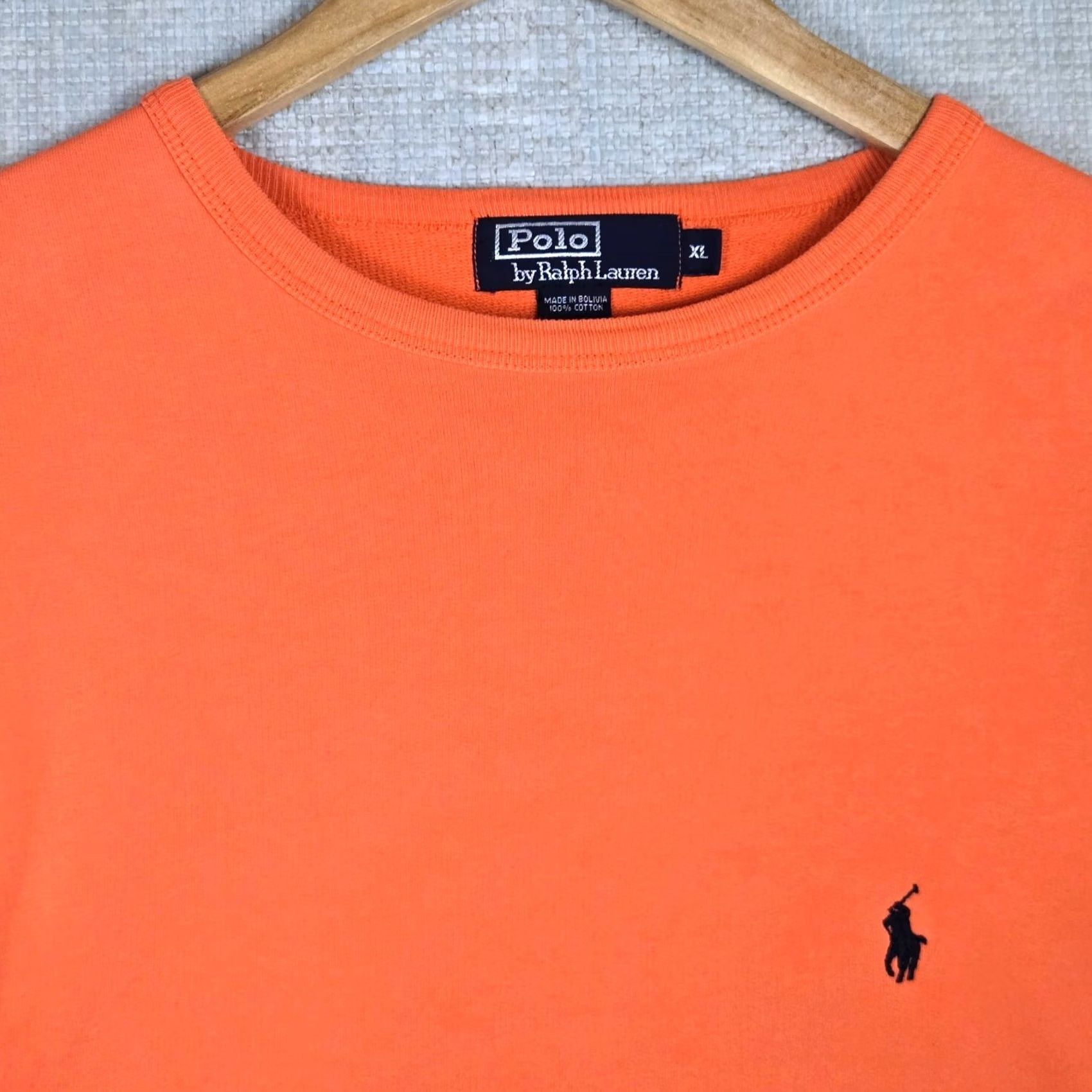 Polo Ralph Lauren VINTAGE Polo Ralph Lauren Shirt Mens XL Orange VTG Size Cotton Sweatshirt Crew Neck Terry Line Size US XL / EU 56 / 4 - 2 Thumbnail