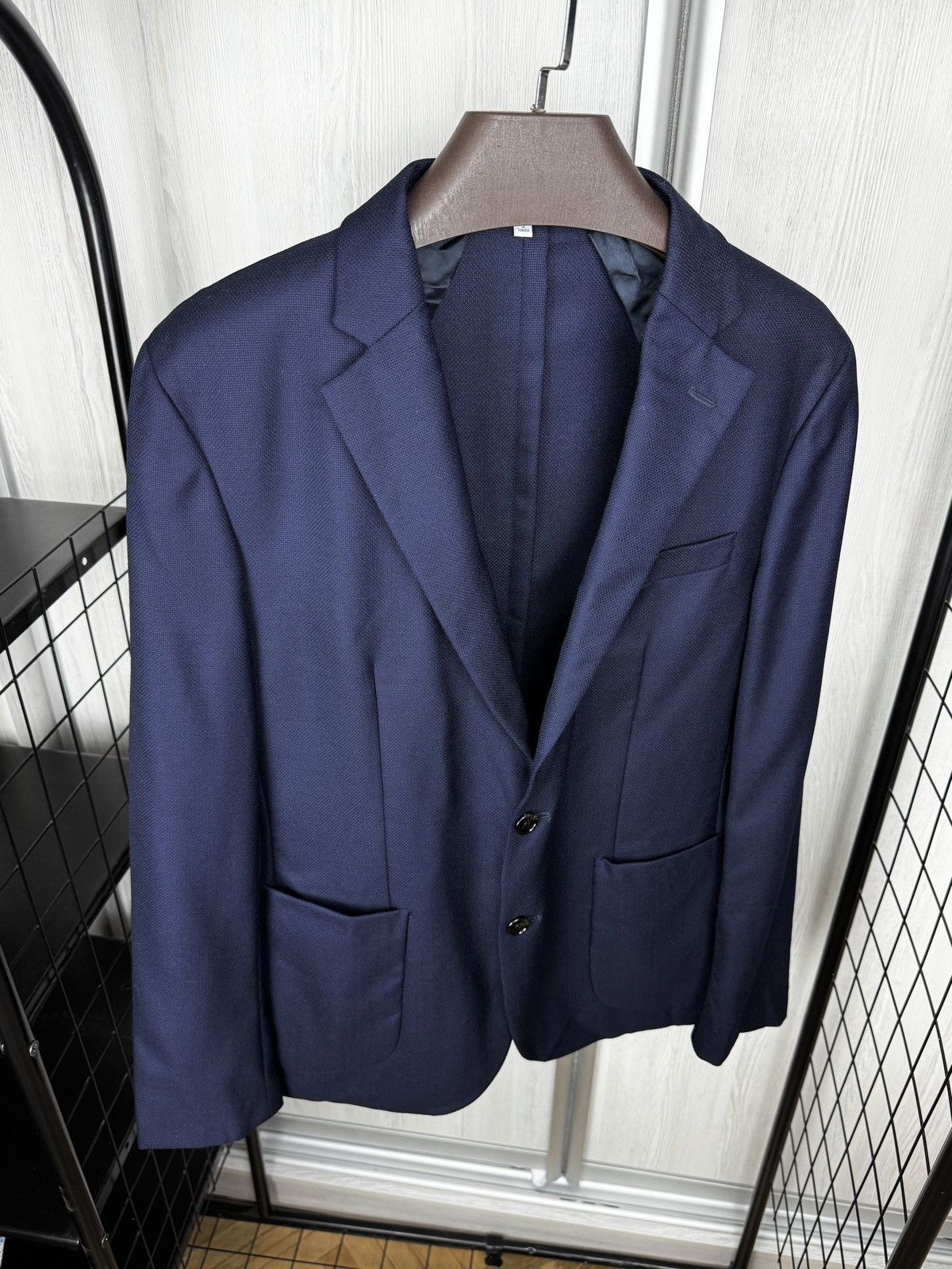 Hardy Amies Hardy Amies Navy Patterned Pure Wool Mens Blazer Heddon Fit Size 40R - 6 Thumbnail