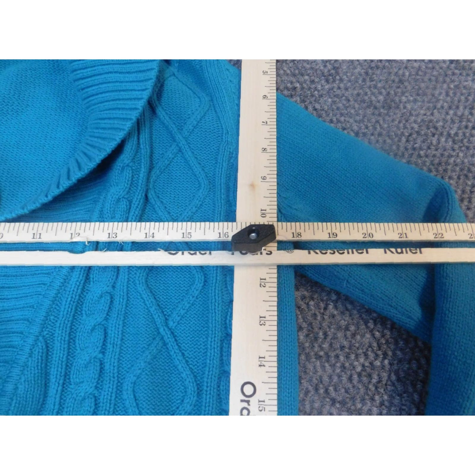 Vintage Jones Wear Womens Sweater Cardigan Long Sleeve Round Neck Puff Sleeve Blue M Knit Cotton Button Bow Tie Vintage No Size M / US 6-8 / IT 42-44 - 7 Thumbnail