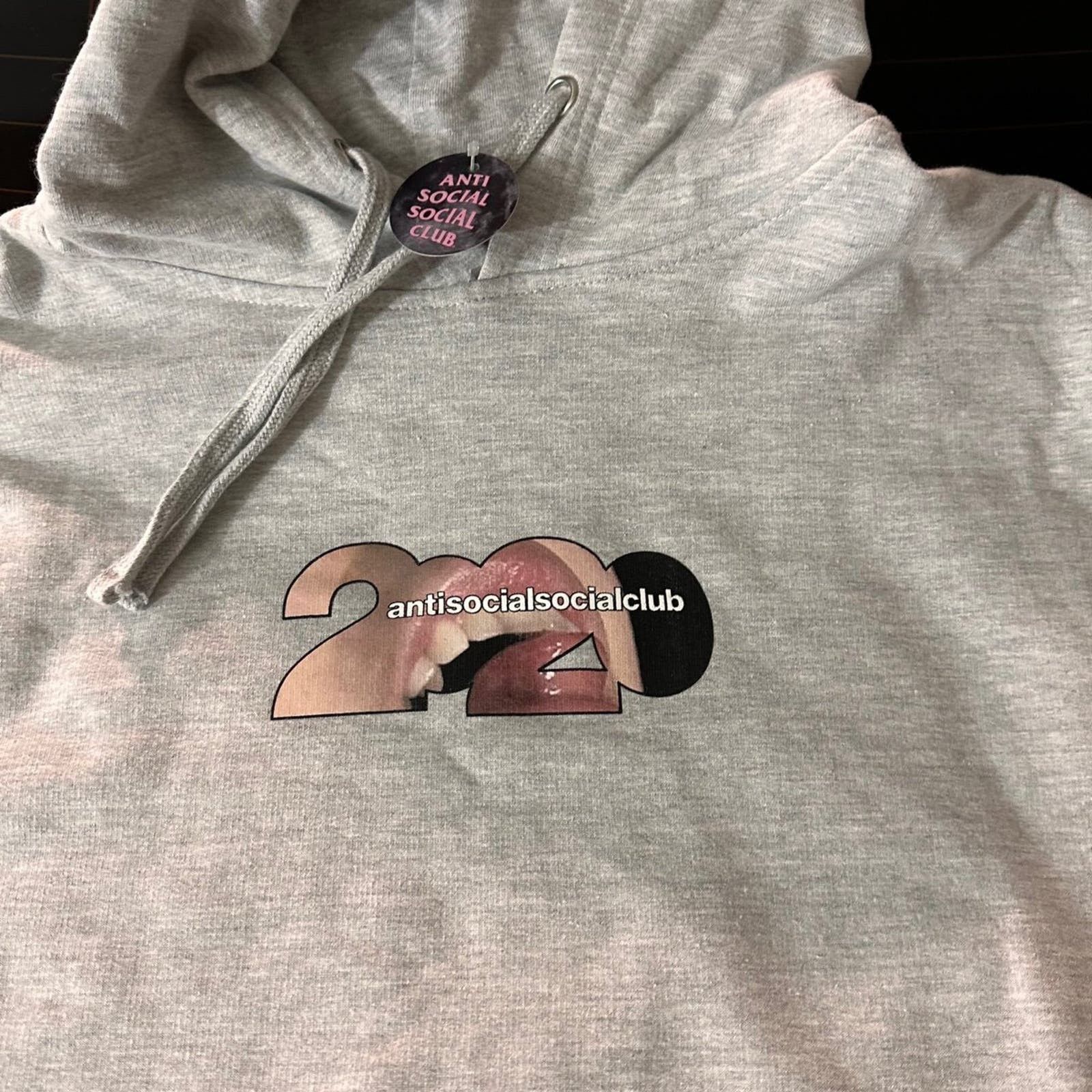 image of Mouth 2020 Anti Social Social Club Hoodie in Grey, Men's (Size Medium)