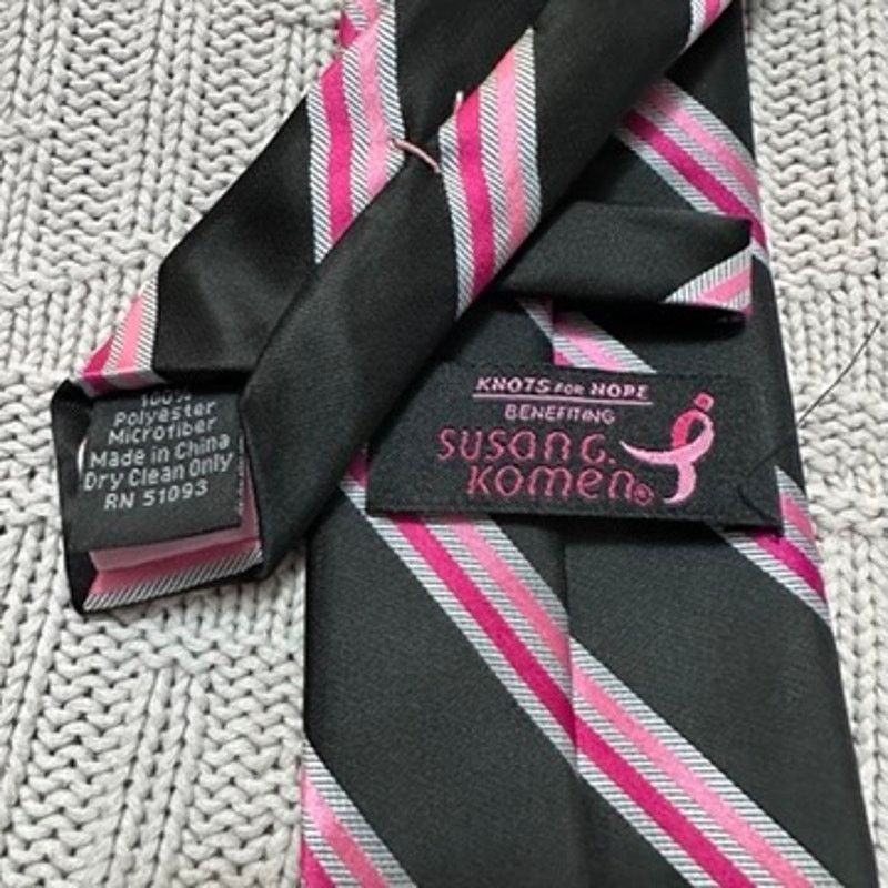 Other Susan G Komen pink black striped breast cancer awareness tie Size ONE SIZE - 3 Thumbnail