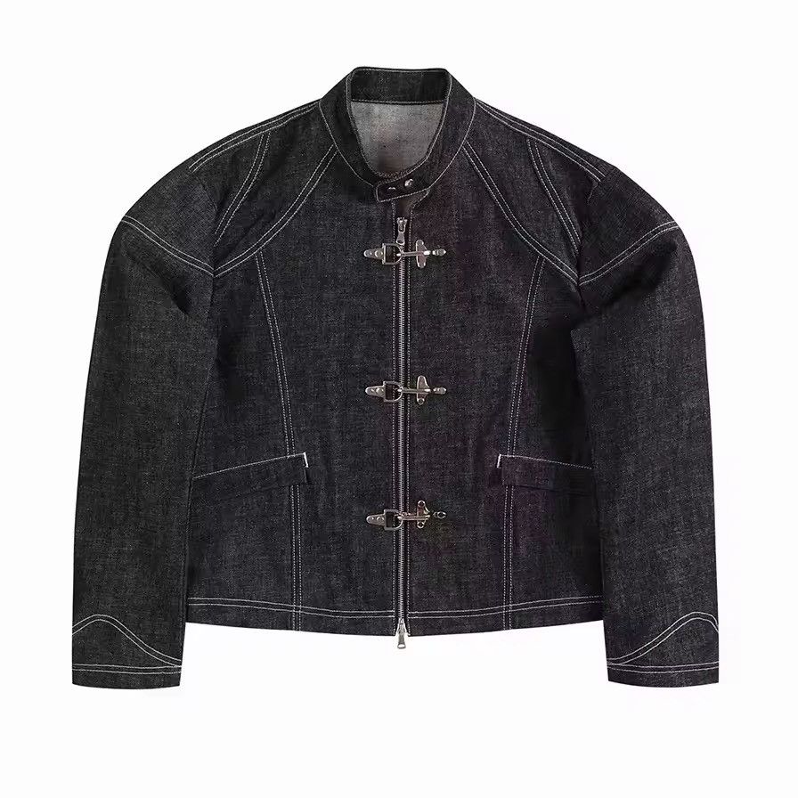 Japanese Brand Fireman Clasp Contrast-Stitch Denim Jacket - Black Size US M / EU 48-50 / 2 - 7 Thumbnail