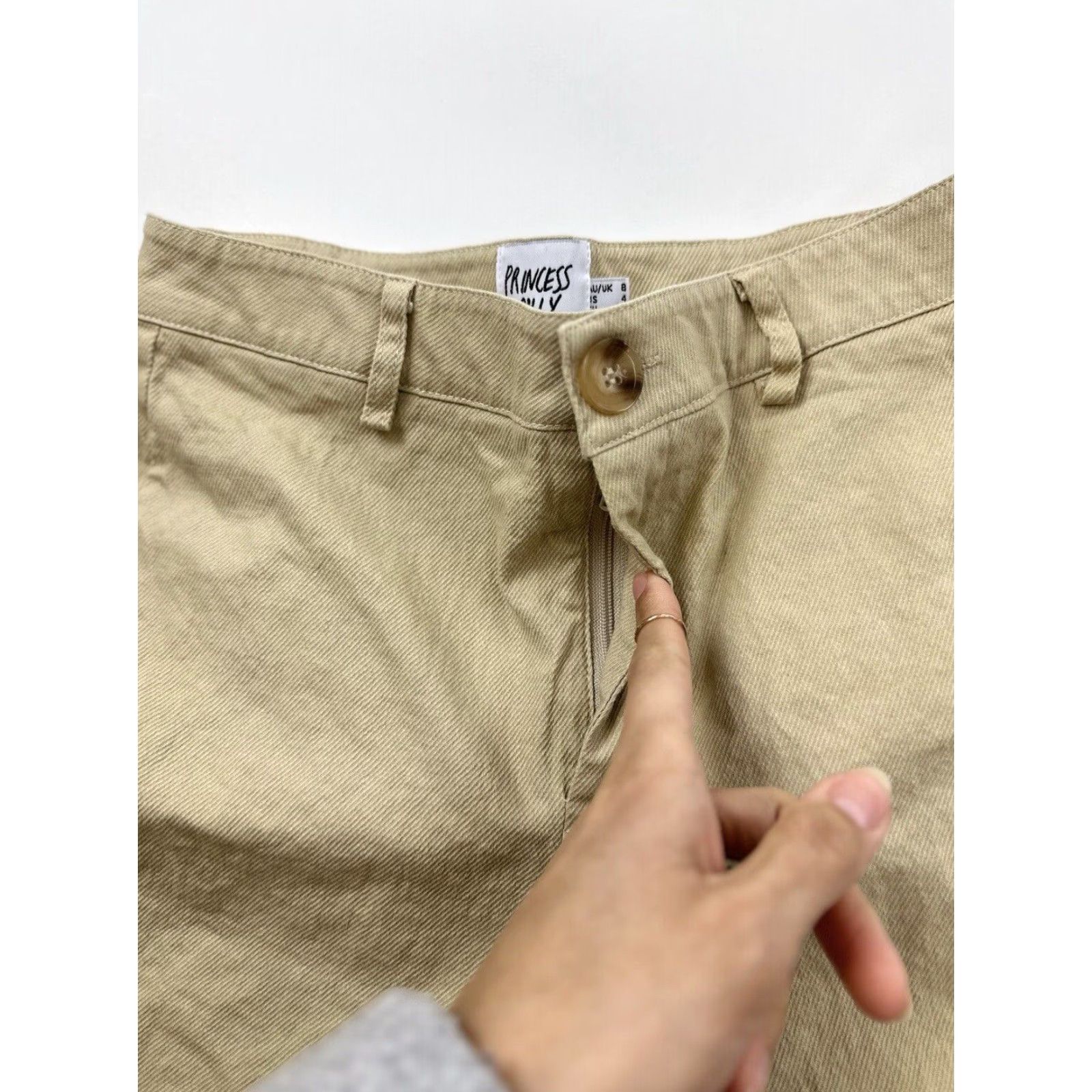 PRINCESS POLLY Princess Polly Wide Leg Khaki High Waisted Pants Women's 4 Beige Size 27" / US 4 / IT 40 - 4 Thumbnail